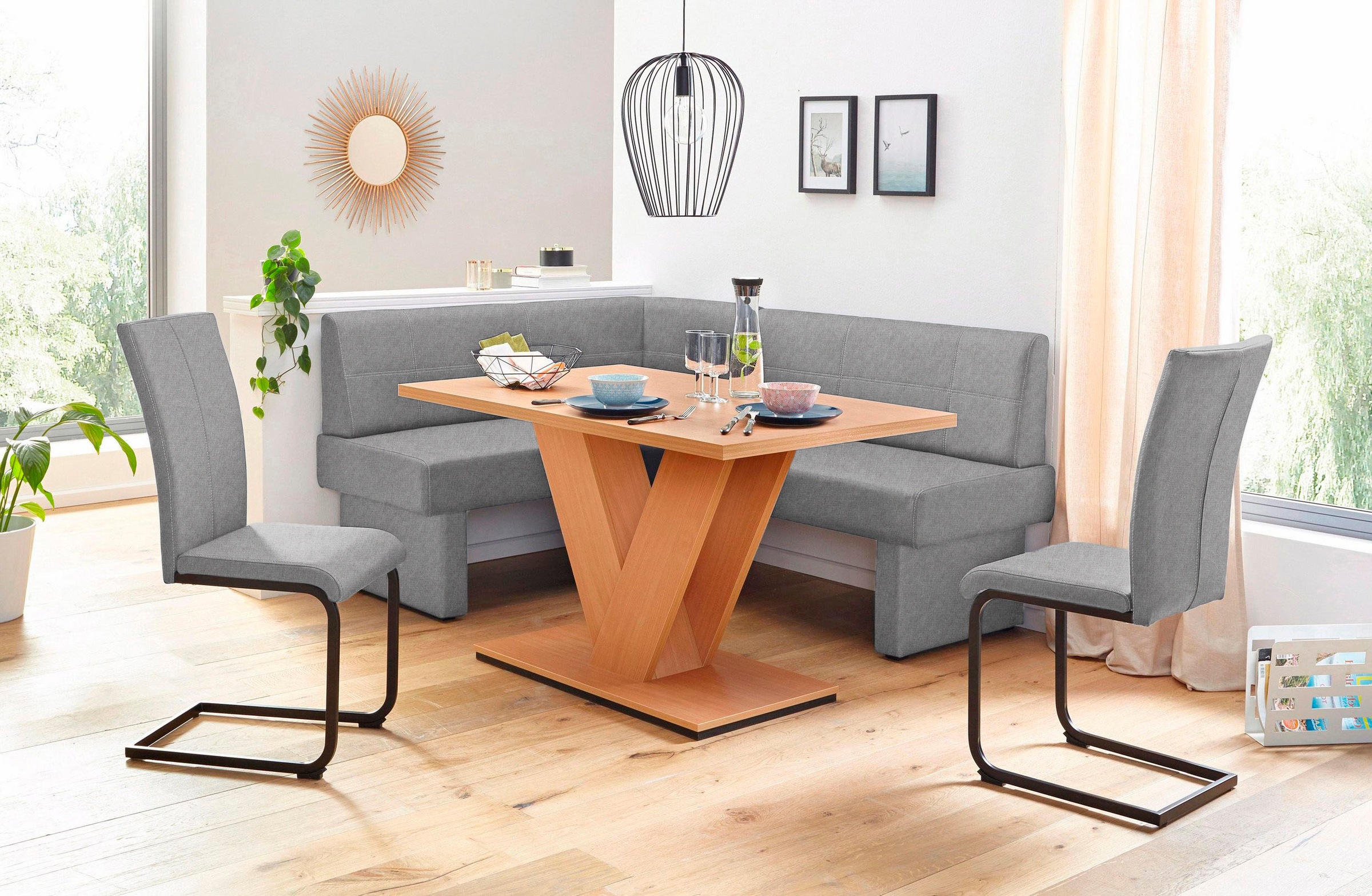 Home affaire Freischwinger »Nils«, (Set), 2 St., Strukturstoff-Feinstruktur, Stuhl belastbar bis 120 Kg, Gestell Metall im Chrom-Look oder Schwarz