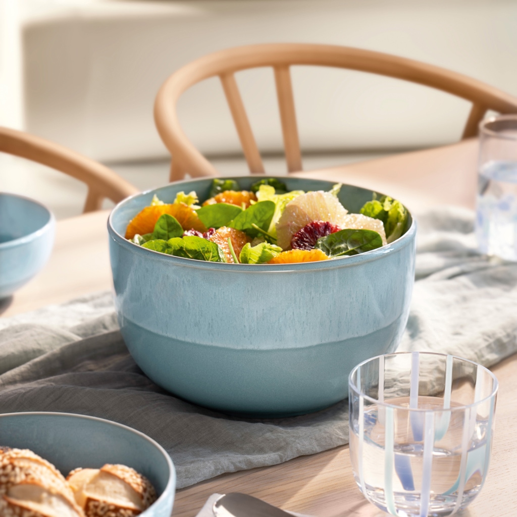 like. by Villeroy & Boch Schale »Salat-Set Perlemor Aqua 5er Set blau« 5 Spülmaschinengeeignet, Mikrowellengeeignet