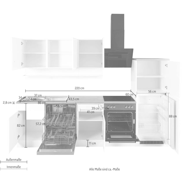 HELD MÖBEL Küche »Virginia«, Breite 280 cm, wahlweise mit E-Geräten im OTTO  Online Shop