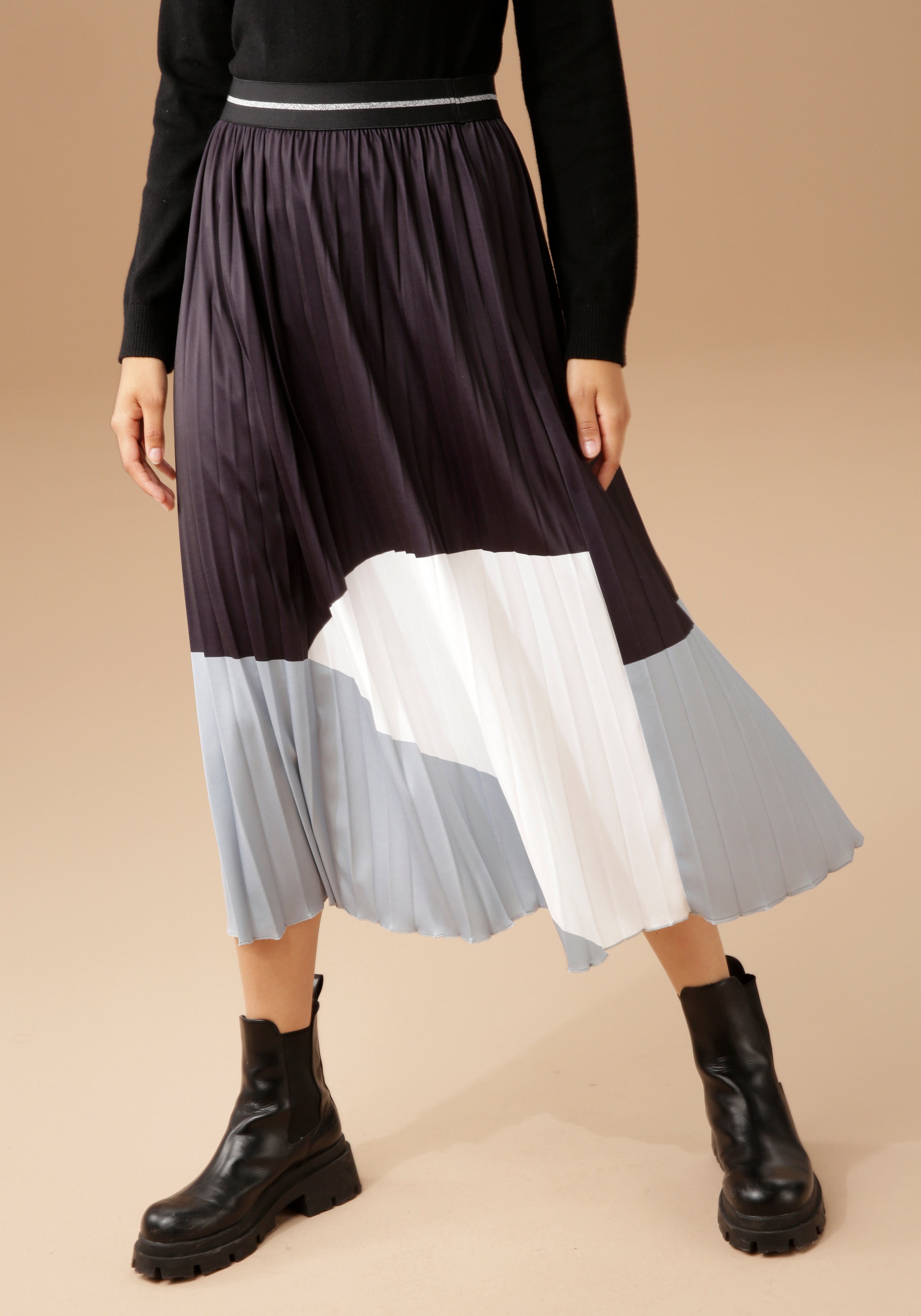 Aniston CASUAL Plisseerock, im interessantem Colorblocking kaufen