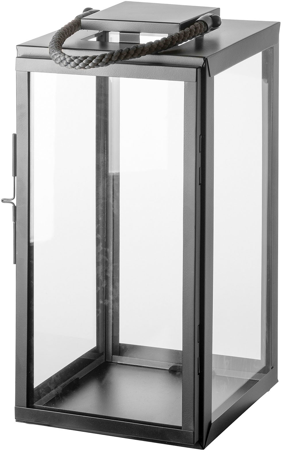 Fink Kerzenlaterne »SEVILLA« Kerzenhalter, schwarz pulverbeschichtet, mit grauer Nylonkordel