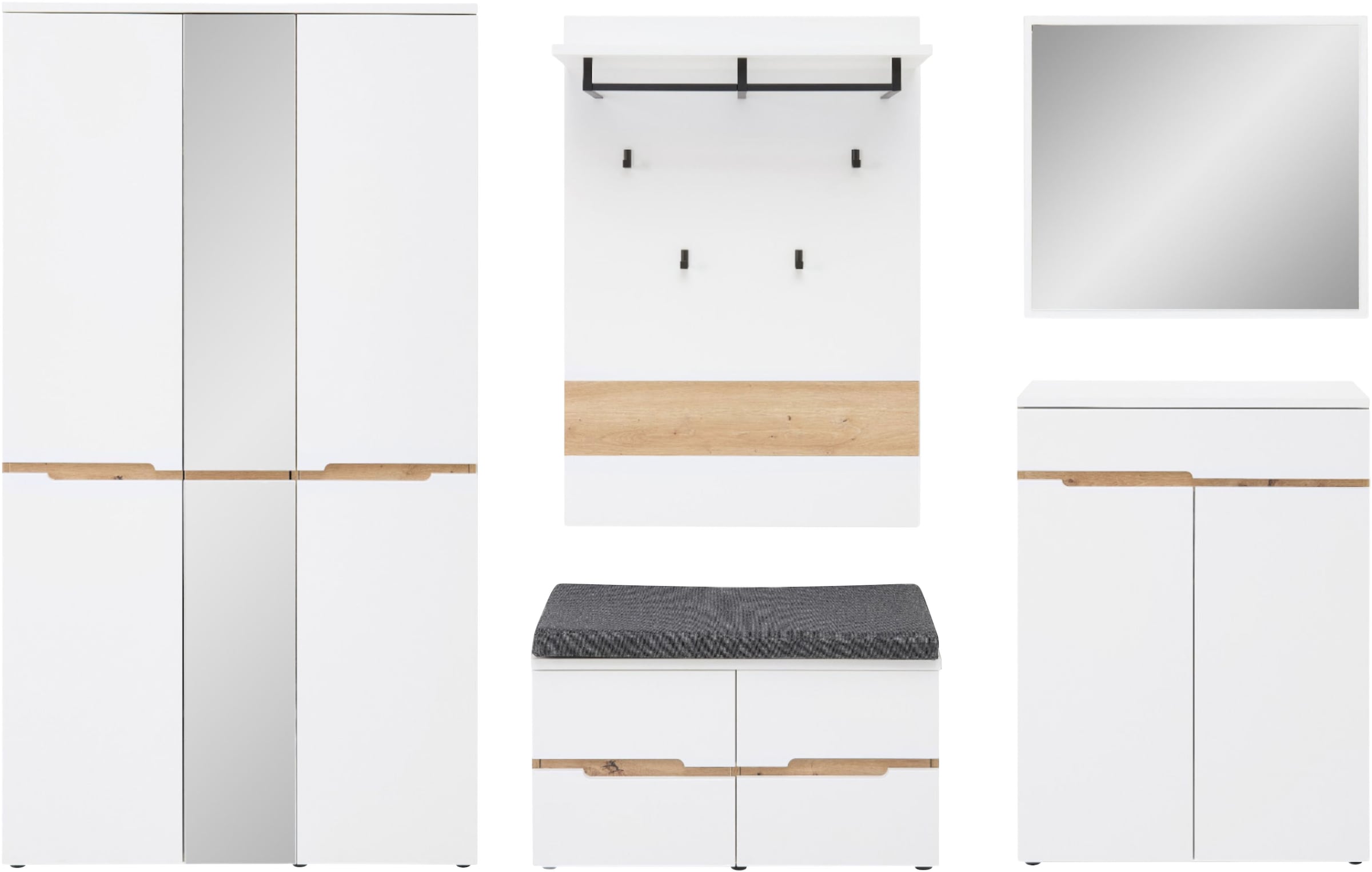 Innostyle Garderoben-Set »Memphis Garderoben Set, 295x192x38cm (B/H/T)« 5 Stk. tlg.