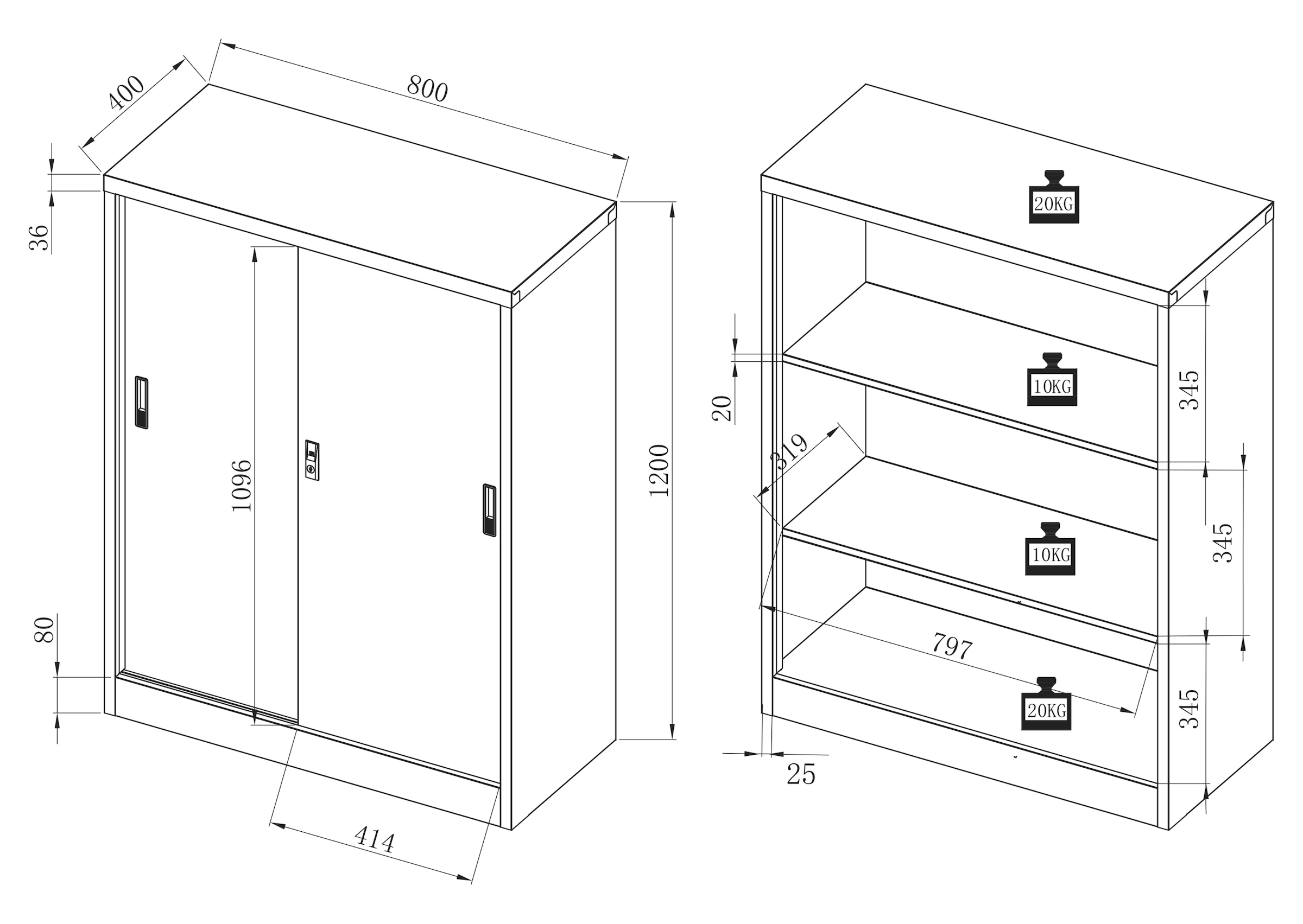 VCM Aktenschrank »Büroschrank Stahlschrank abschließbar Malivo 3fach« 1 Stk. tlg.