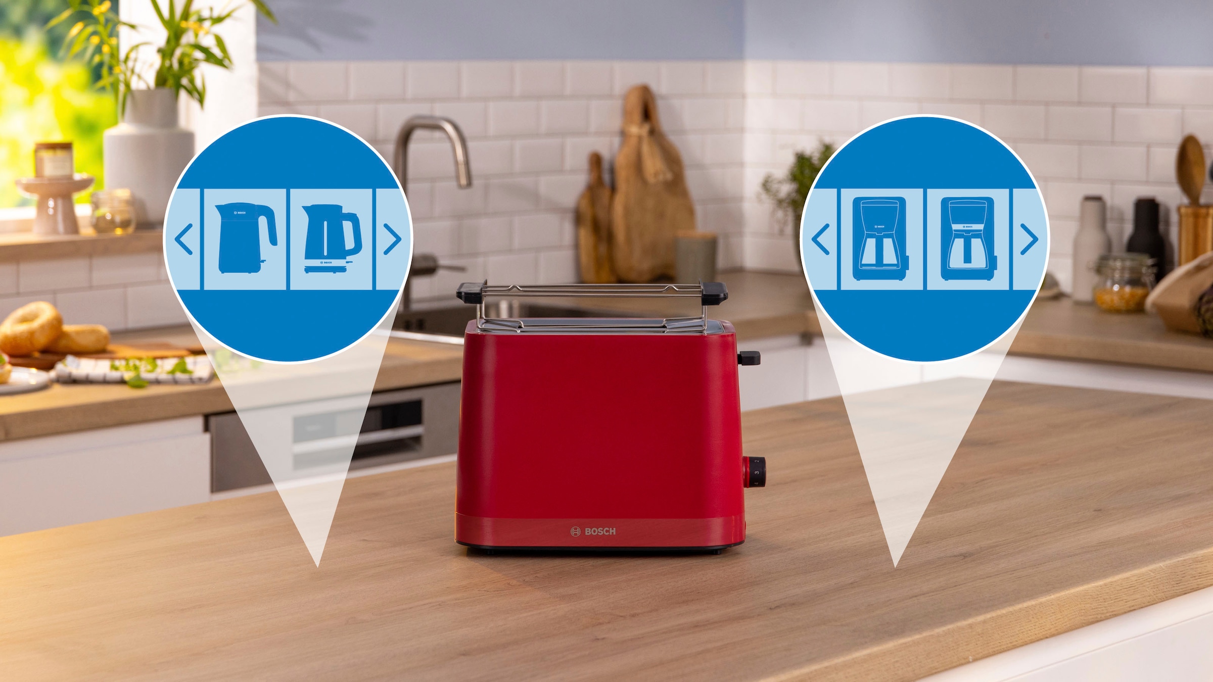 BOSCH Toaster »MyMoment TAT3M124«, 2 Schlitze, für 2 Scheiben, 950 W, entnehmbarer Brötchenaufsatz, Auftaufunktion, Brotzentrierung, AutoOff