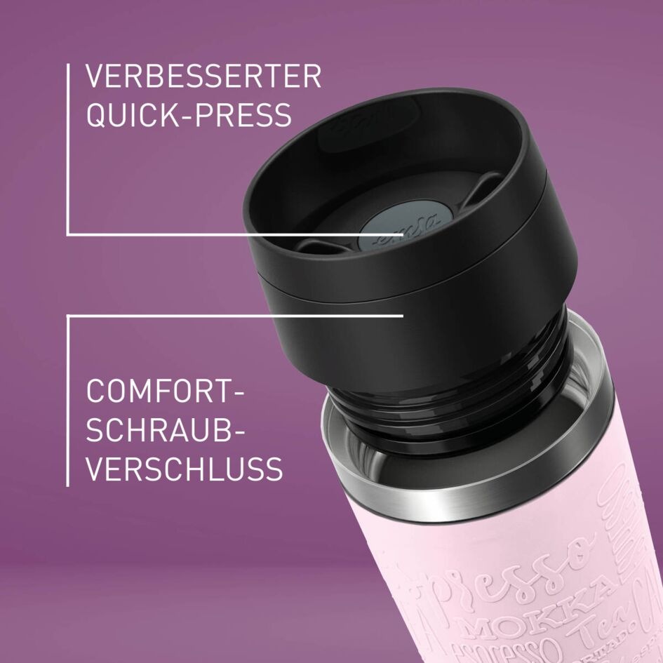 Emsa Thermobecher »Travel Mug Classic, mit 360°-Trinköffnung, auslaufsicher, rutschfest« 4h heiß, 8h kalt - 360 ml / 6h heiß, 12h kalt - 500 ml, 100% dicht