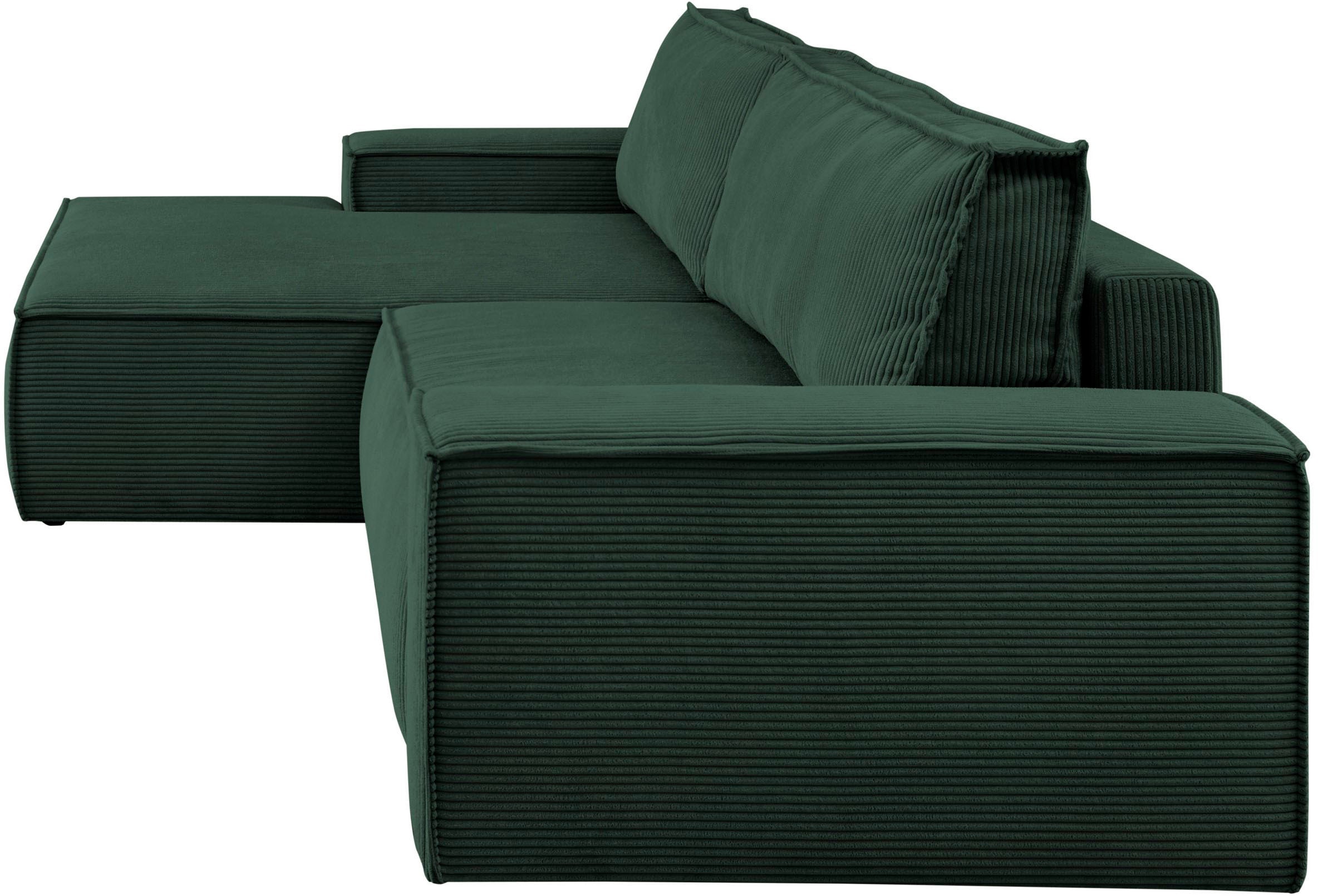 Home affaire Ecksofa SHERWOOD Schlafsofa 267 cm, L-Form, Schlaffunktion mit Bettkasten (210x136 cm), Cord, Vintage, Samtvelours