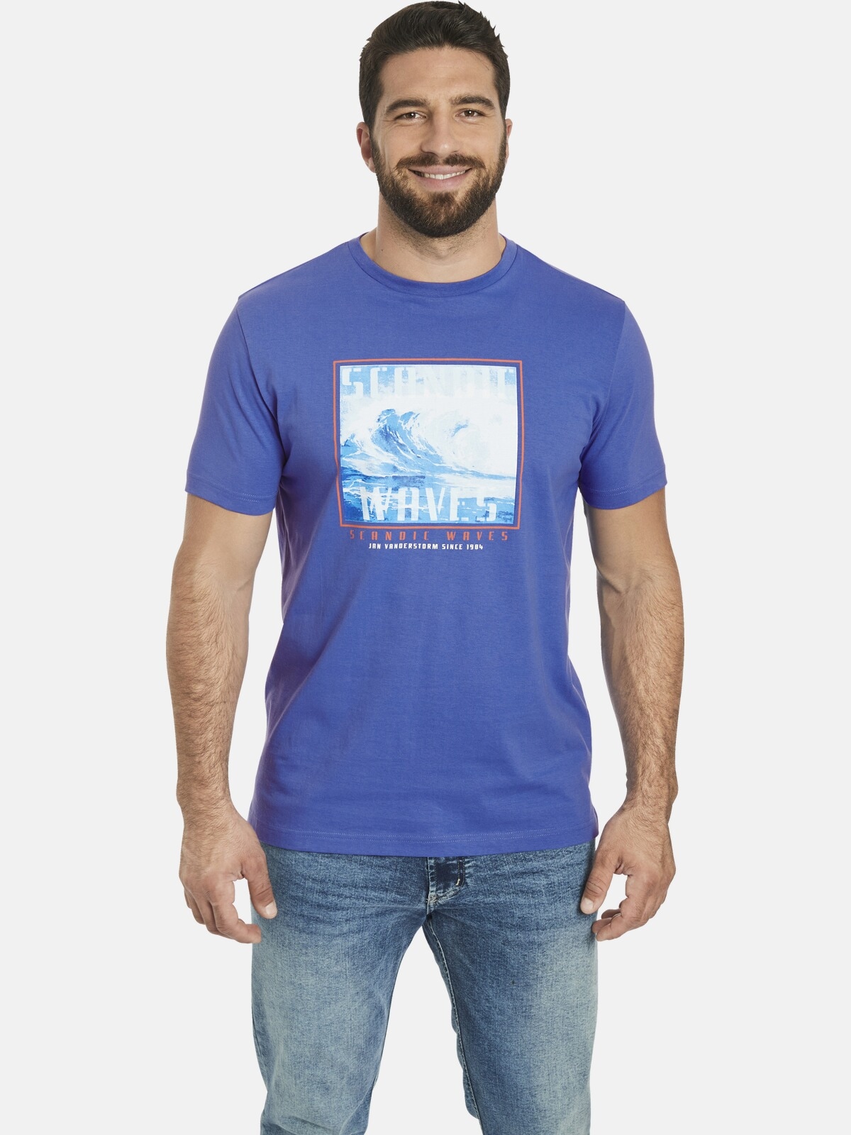 Rundhalsshirt »T-Shirt GERFRIED«, (1 tlg.), mit Wellen-Print