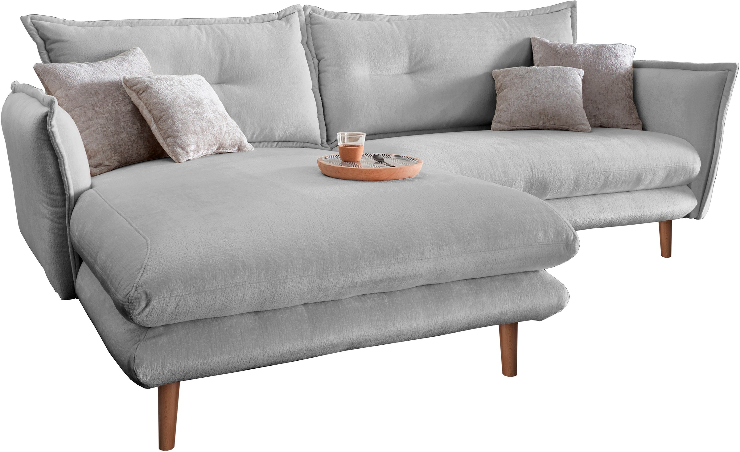 INOSIGN Ecksofa »Lazio modern und bequem, schmale Armlehnen, tolle Detailverarbeitung«, zwei verschiedene Fußfarben wählbar