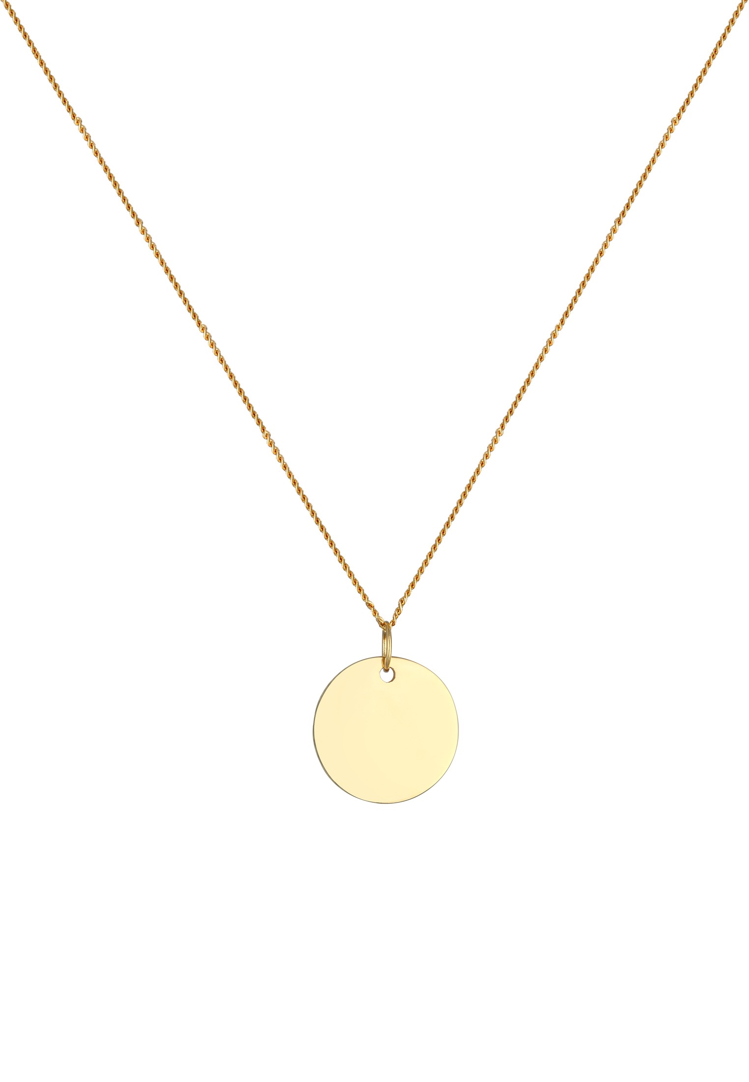 Elli Premium Kette mit Anhänger »Halskette Anhänger Plättchen Kreis 585 Gelbgold«