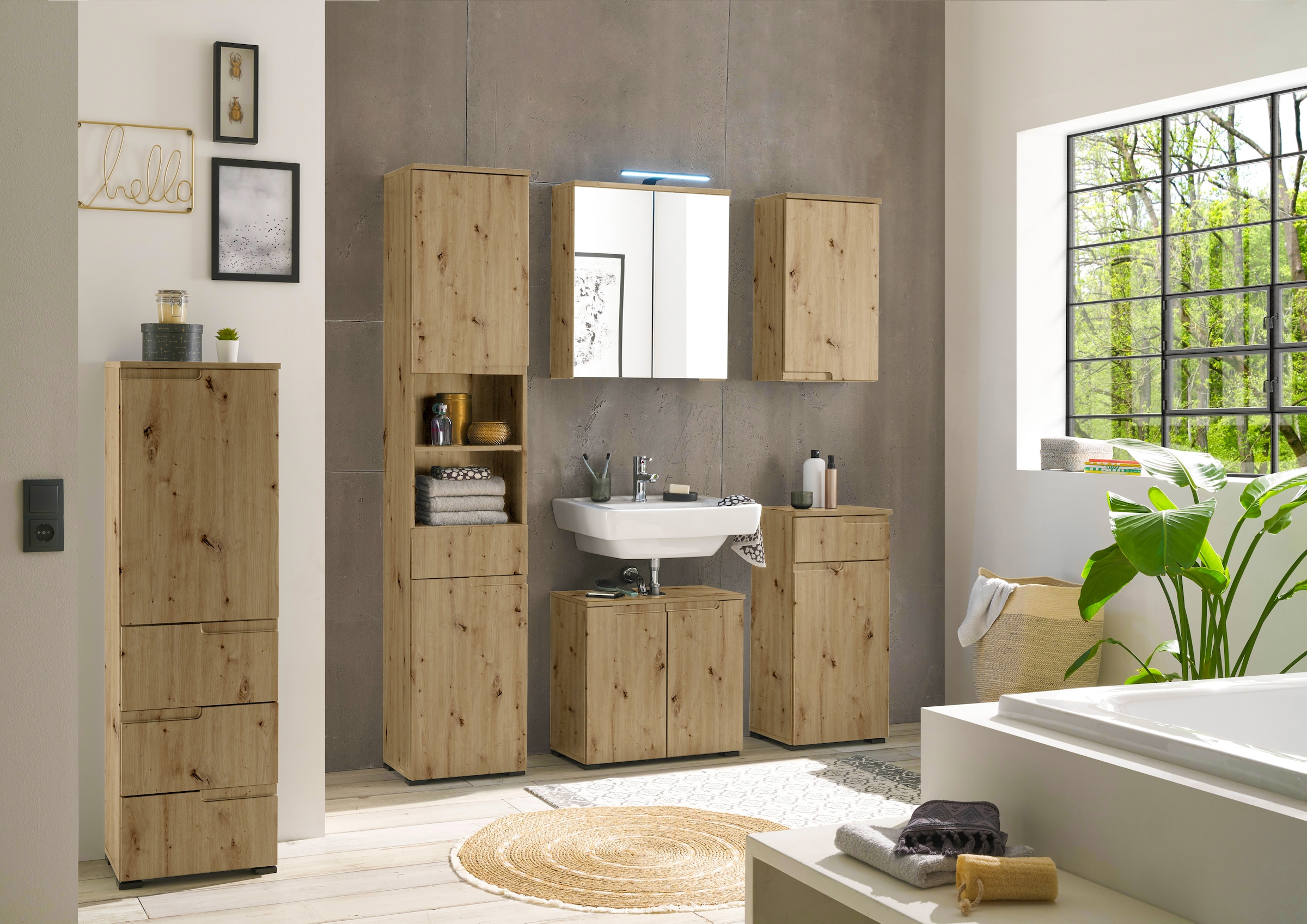 BASIC by Balculina Hängeschrank »Spice, Badezimmerschrank BxTxH 40x67x23 cm«, (1 St.), Breite 40 cm, Griffmulden