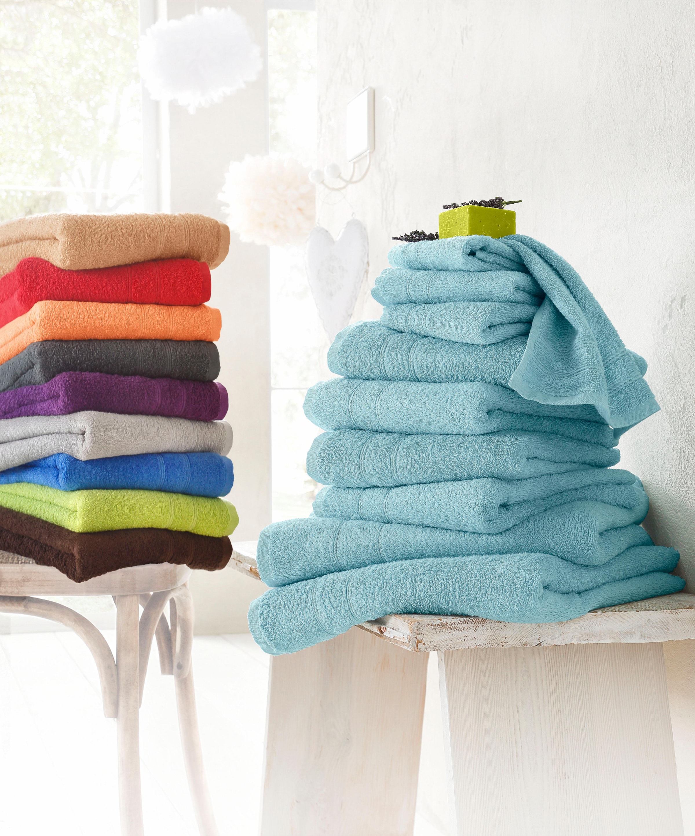 my home Handtuch Set OTTO Bordüre, »Inga«, Handtücher kaufen 100% feiner Walkfrottee, Set, 10 Baumwolle mit tlg., bei aus Handtuchset