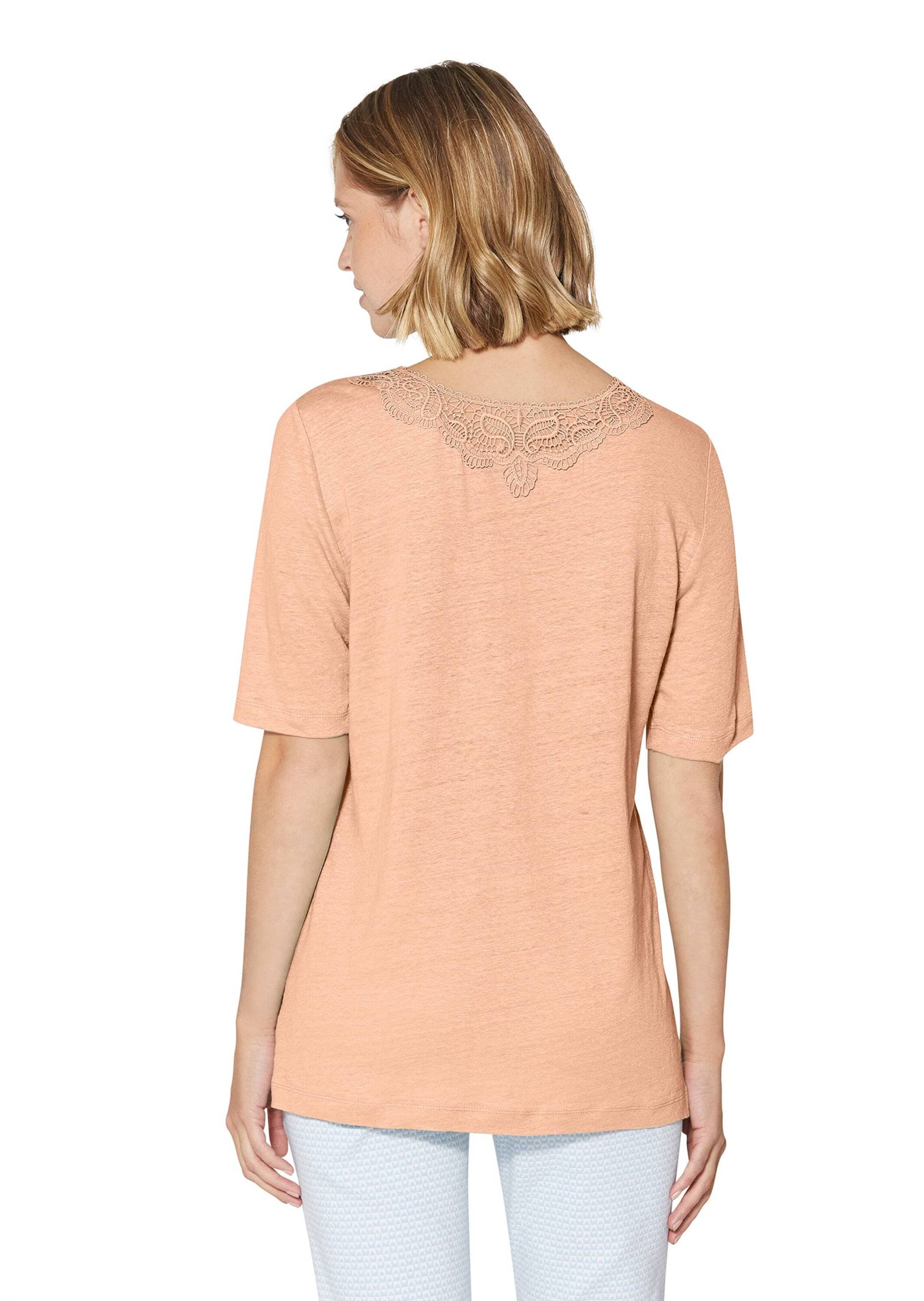 MADELEINE Kurzarmshirt »Shirt Kurzarm-Shirt aus Leinen mit feinem Spitzen-Akzent«