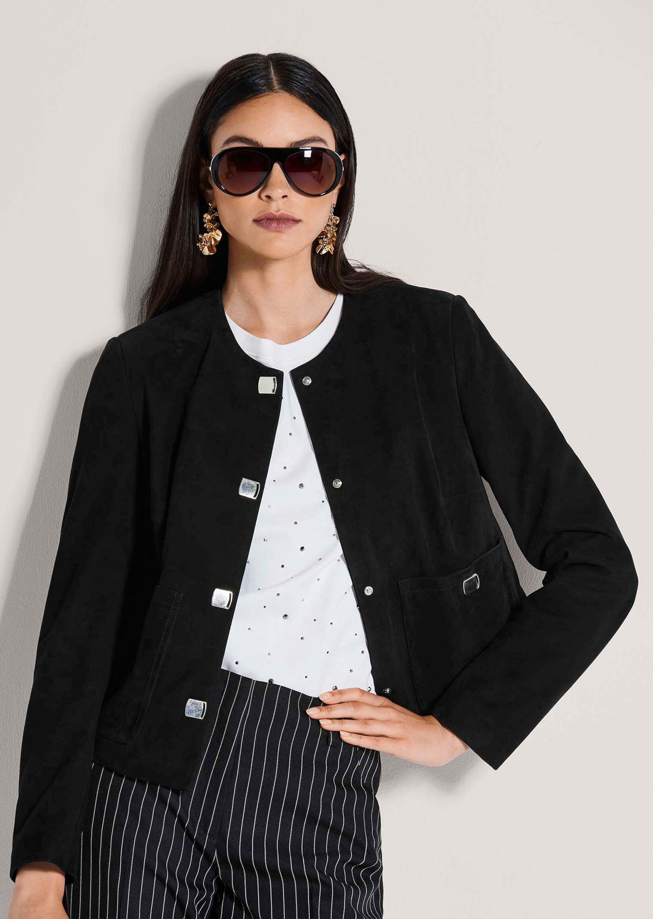 MADELEINE Lederjacke »Lederjacke Kurzjacke mit Schmuckknöpfen« Glänzende Schmuckknöpfe