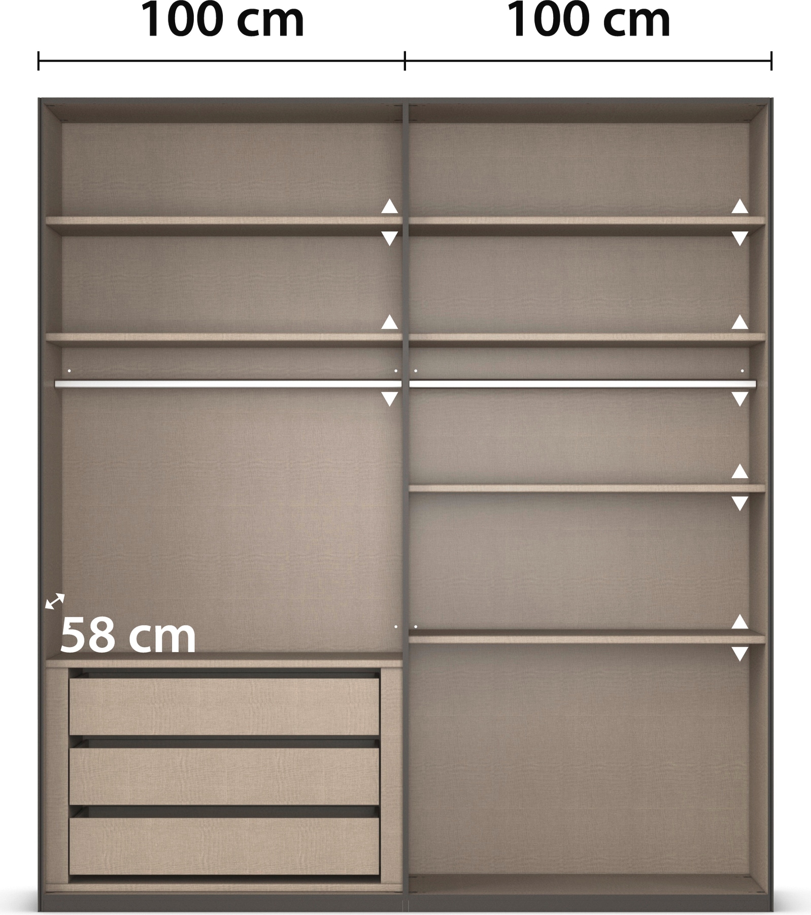 rauch Schwebetürenschrank »Kleiderschrank Schrank Garderobe Schlafzimmerschrank LUMIS«, (inkl. umfangreichem Zubehör), mit Glasrahmentüren aus transparentem Grauglas MADE IN GERMANY