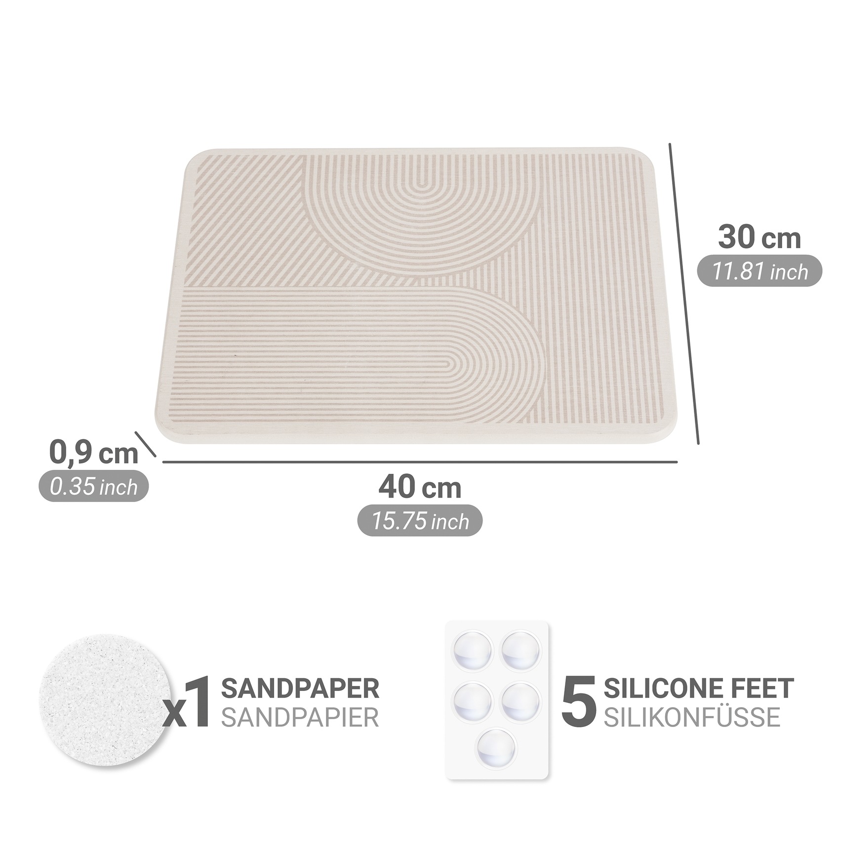 WENKO Abtropfmatte »Modell Damon« Abtropfplatte für Geschirr aus Kieselgur, schnelltrocknend, rutschfest