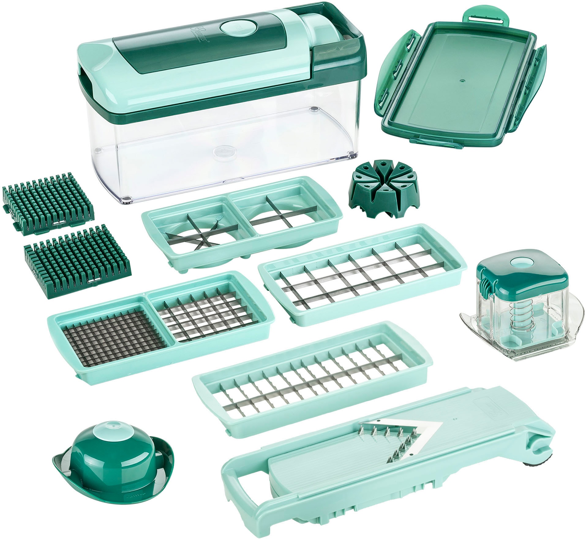 Genius Zerkleinerer »Nicer Dicer Fusion inkl. XXL-Messereinsatz 12 x 36 mm, Set 14-tlg«, ND...