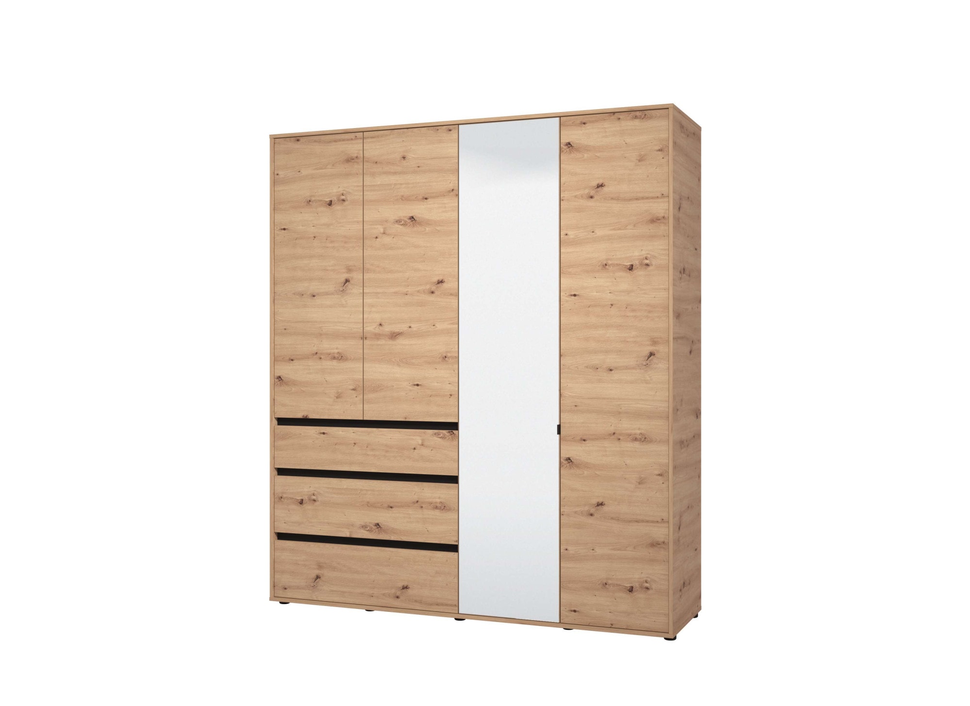 INOSIGN Kleiderschrank »Corbett, grifflose Optik, FSC-zertifziert, Made in Europe«, (138 oder 182,5cm breit, 211cm hoch und 54,5cm tief), mit Spiegel, 3 Schubladen und Innenausstattung