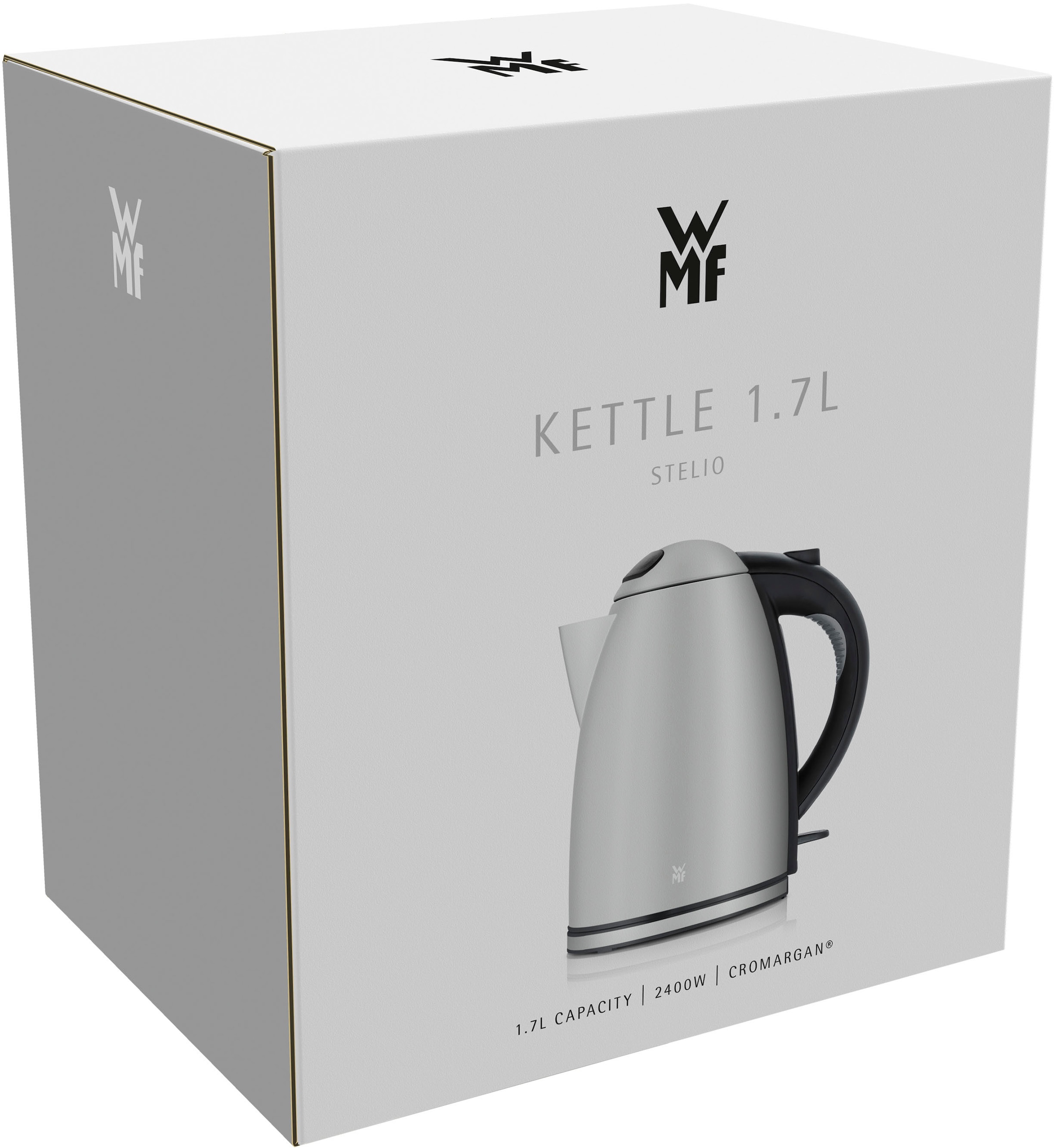 WMF Wasserkocher »Stelio Paper Grey«, 1,7 l, 2400 W, Cromargan, beleuchtete Wasserstandsanzeige, 2400 Watt