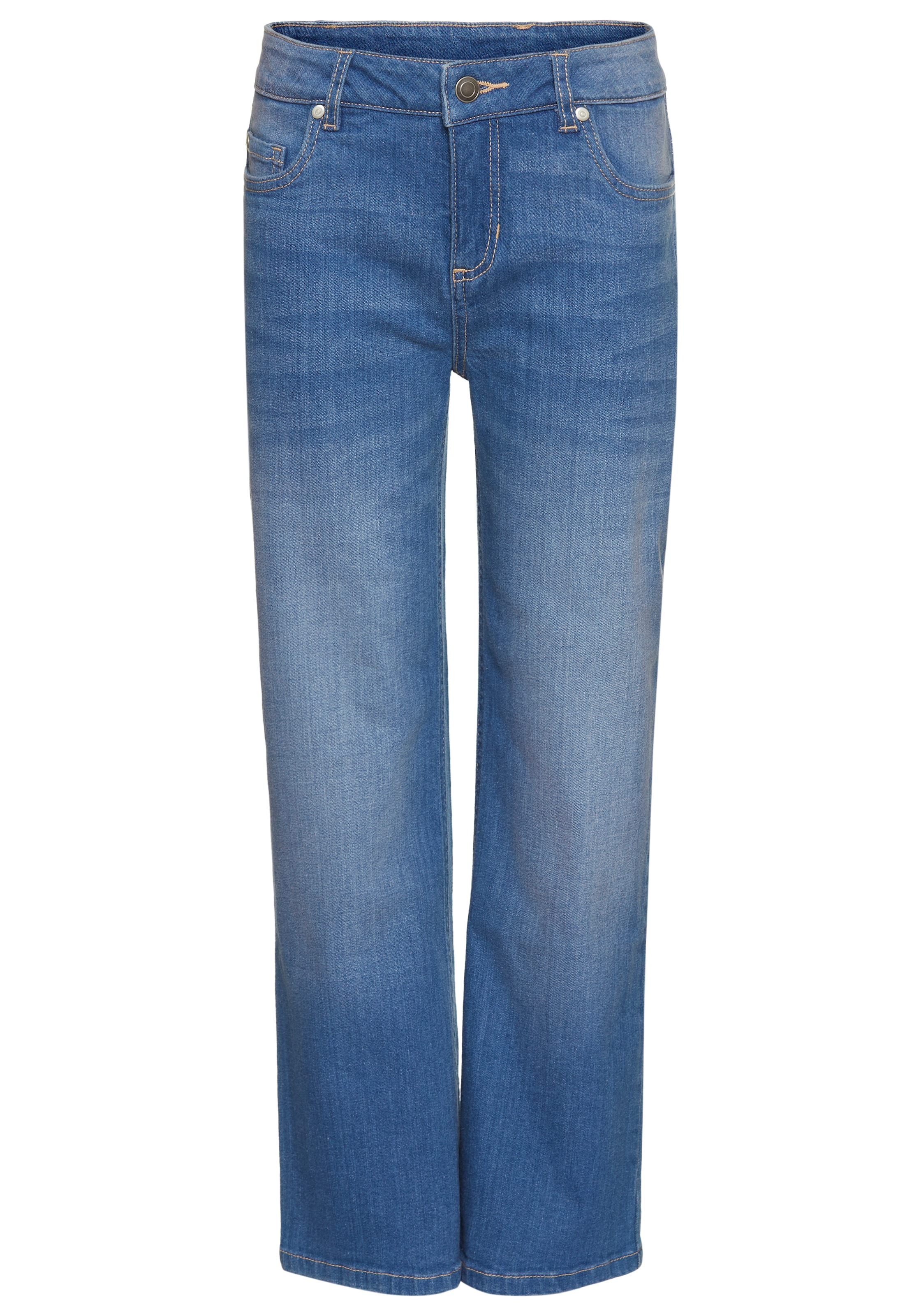 KIDSWORLD Loose-fit-Jeans »Mädchenjeans in weiter Form«, Weite Jeans mit Logo-Stickerei