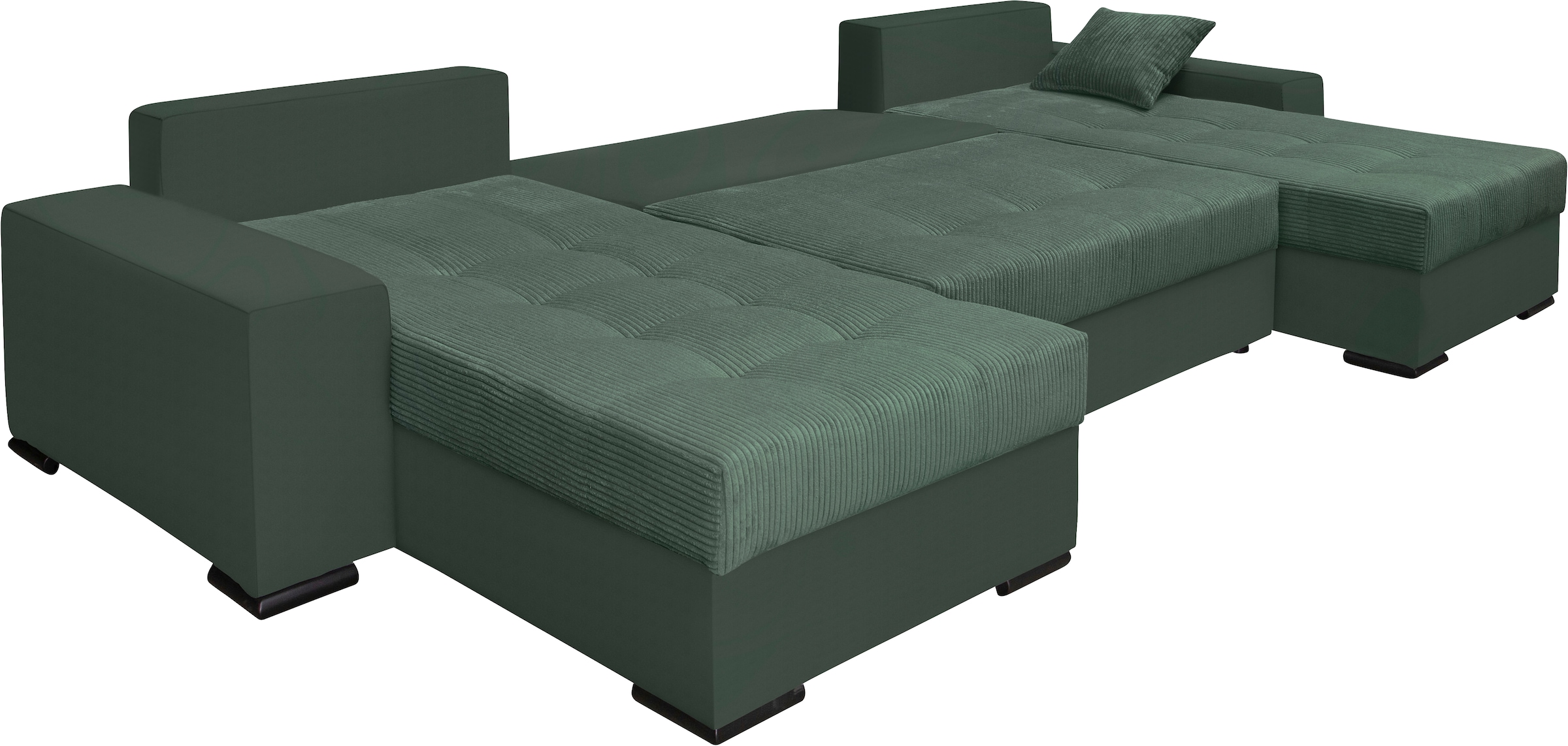 COLLECTION AB Wohnlandschaft »XL-Josy U-Form, Breite 313 cm, Cord-/Mix«, inkl. Bettfunktion, Bettkasten, mit 4 gleich großen Rückenkissen