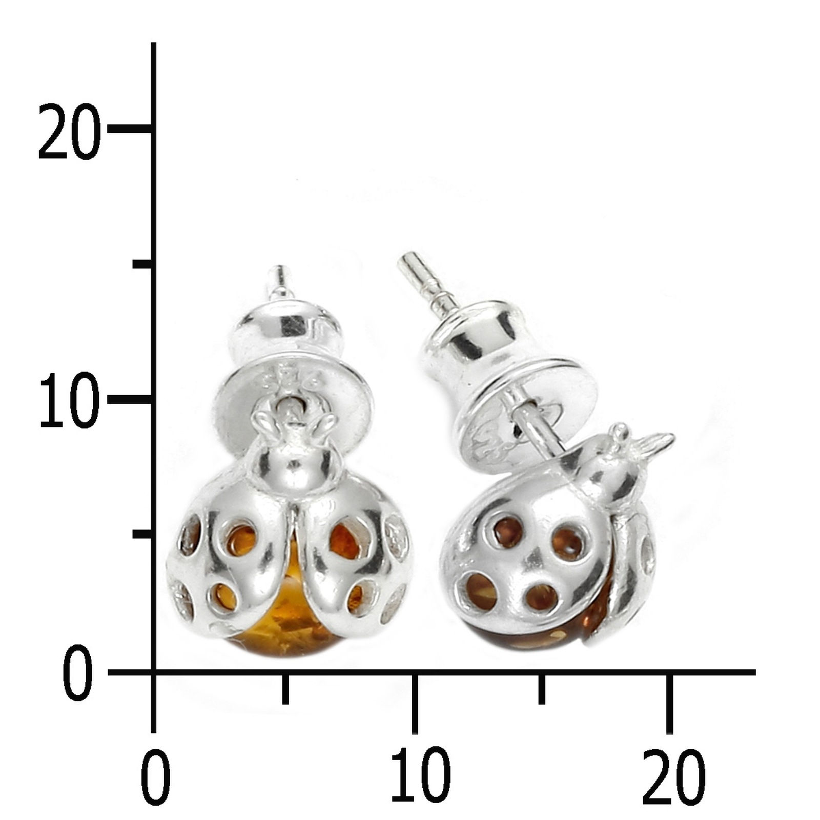 OSTSEE-SCHMUCK Paar Ohrstecker »- Marienkäfer - Silber 925/000 - Bernstein«