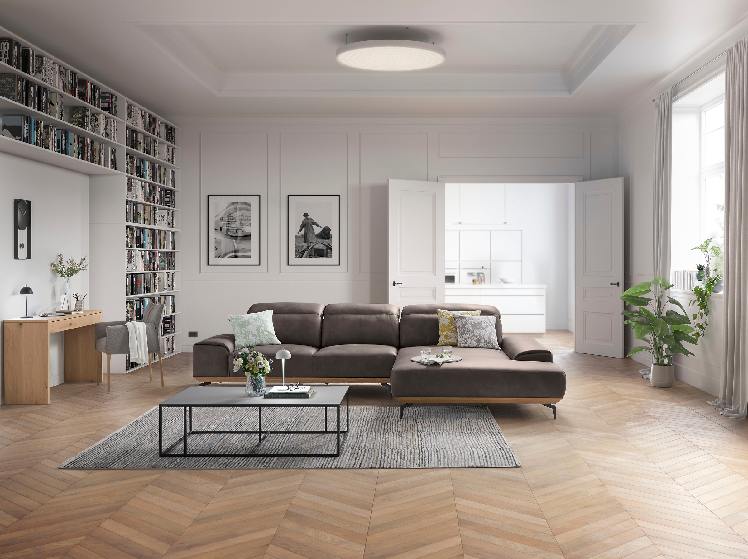 Musterring Wohnlandschaft »MR 2490«, Fuß schwarz, Sitzhöhe 48cm, wahlweise mit Funktionen, Maße 342x207 cm