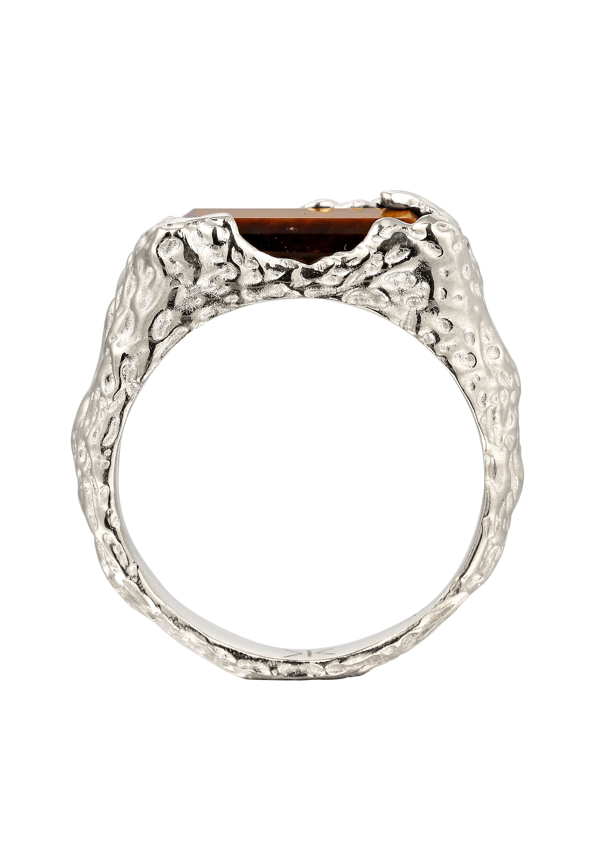 Kuzzoi »Ring Rechteck Tiger Eye Organic 925 Sterling Silber«
