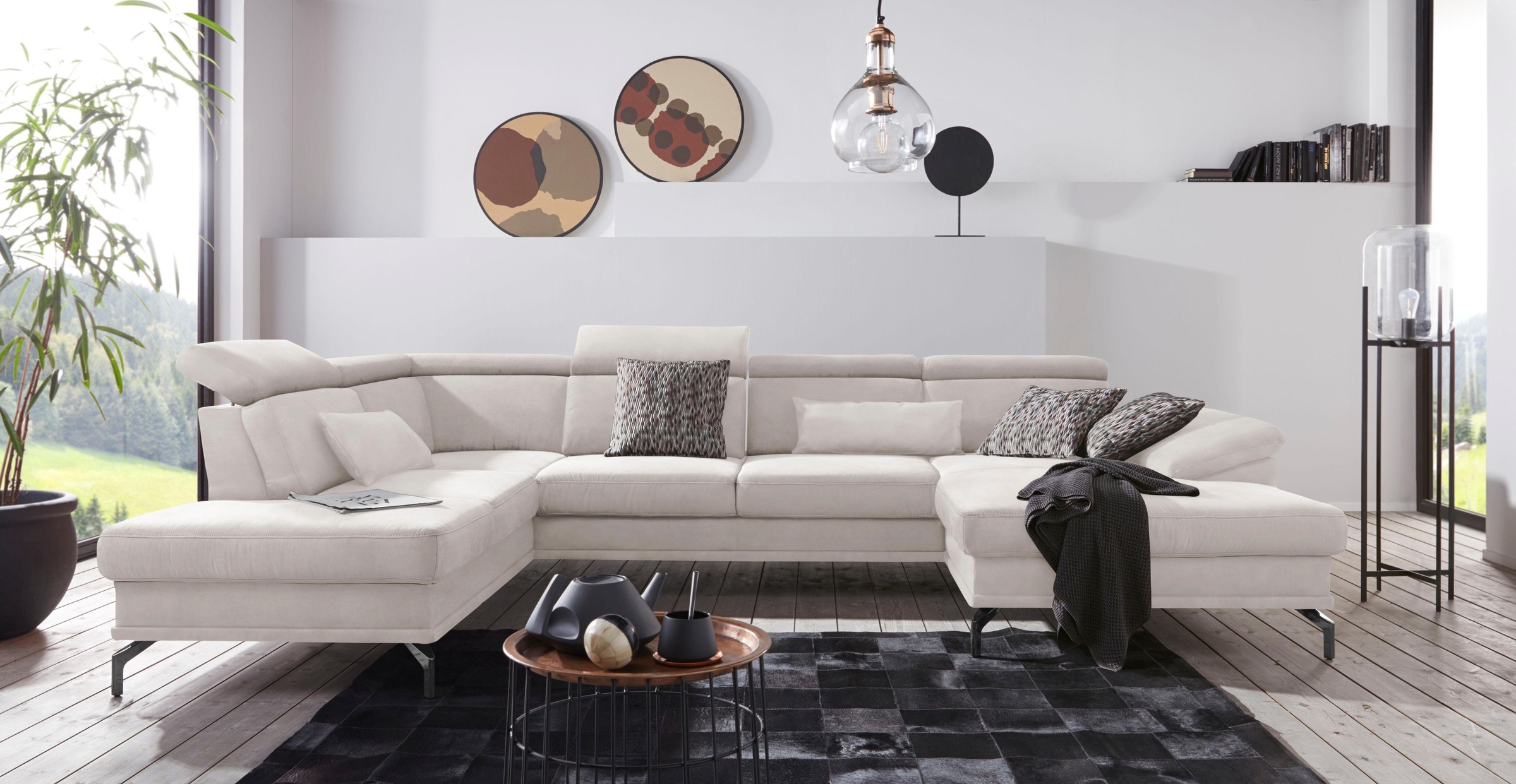 sit&more Wohnlandschaft »Scorpio U-Form« inklusive Sitztiefenverstellung, mit Kopf- und  Armteilverstellung