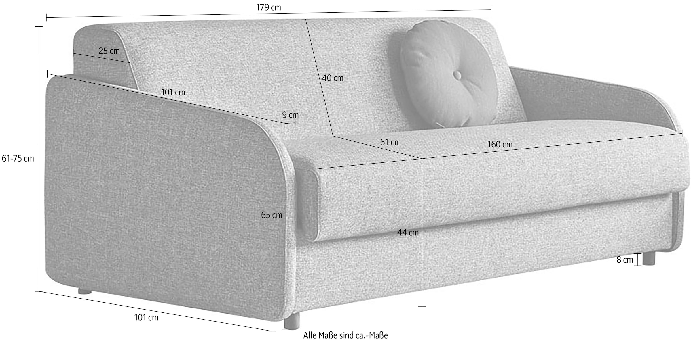 INNOVATION LIVING ™ 3,5-Sitzer »Eivor, hochwertige Dauerschlaffunktion, bequem und komfortabel«, Schlafsofa mit innenliegender Schlafmatratze und schmalen Armlehnen