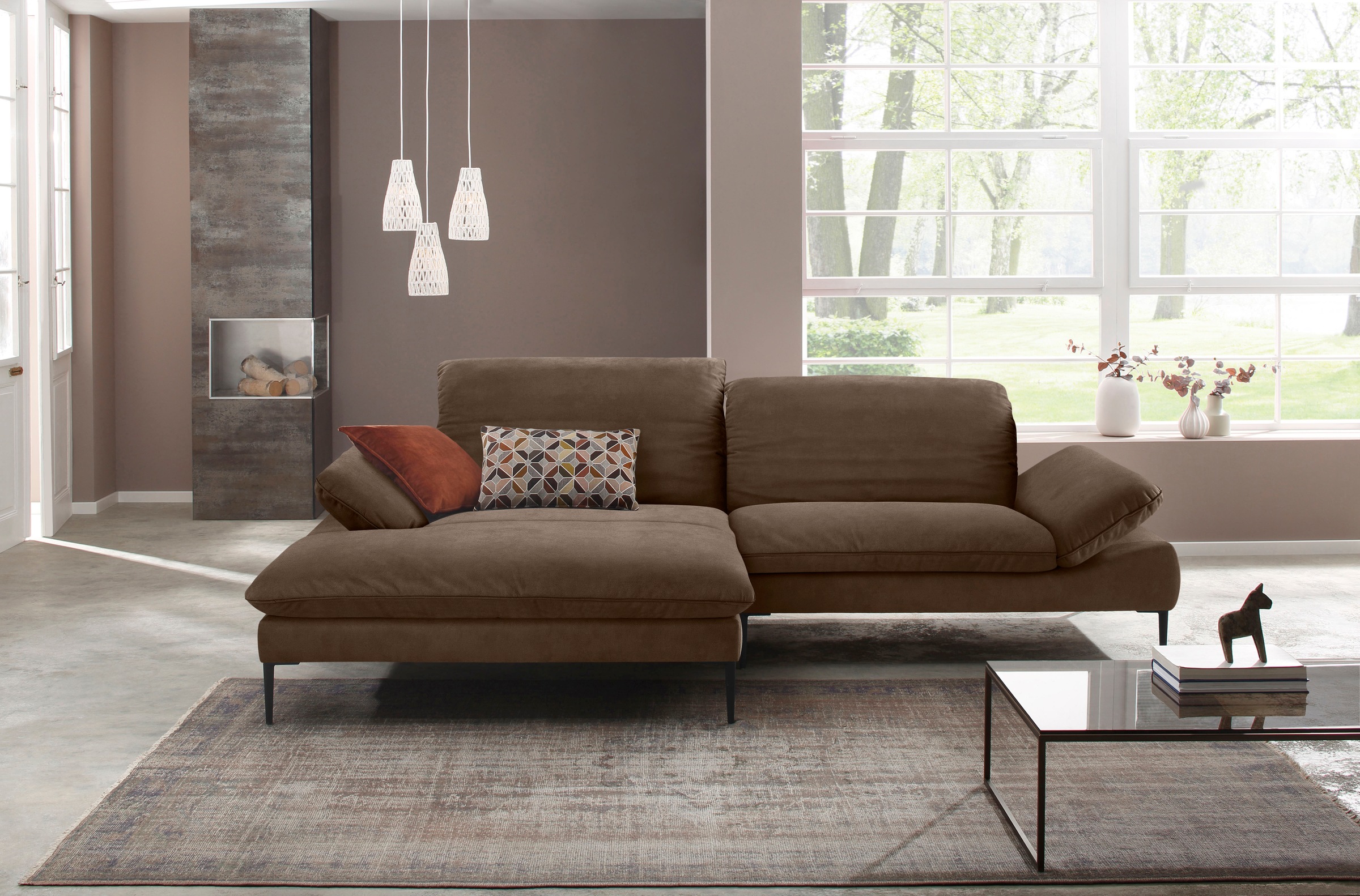 W.SCHILLIG Ecksofa »enjoy&MORE, Designsofa, elegant und bequem, L-Form«, Sitztiefenverstellung, Füße schwarz pulverbeschichtet, Breite 294 cm