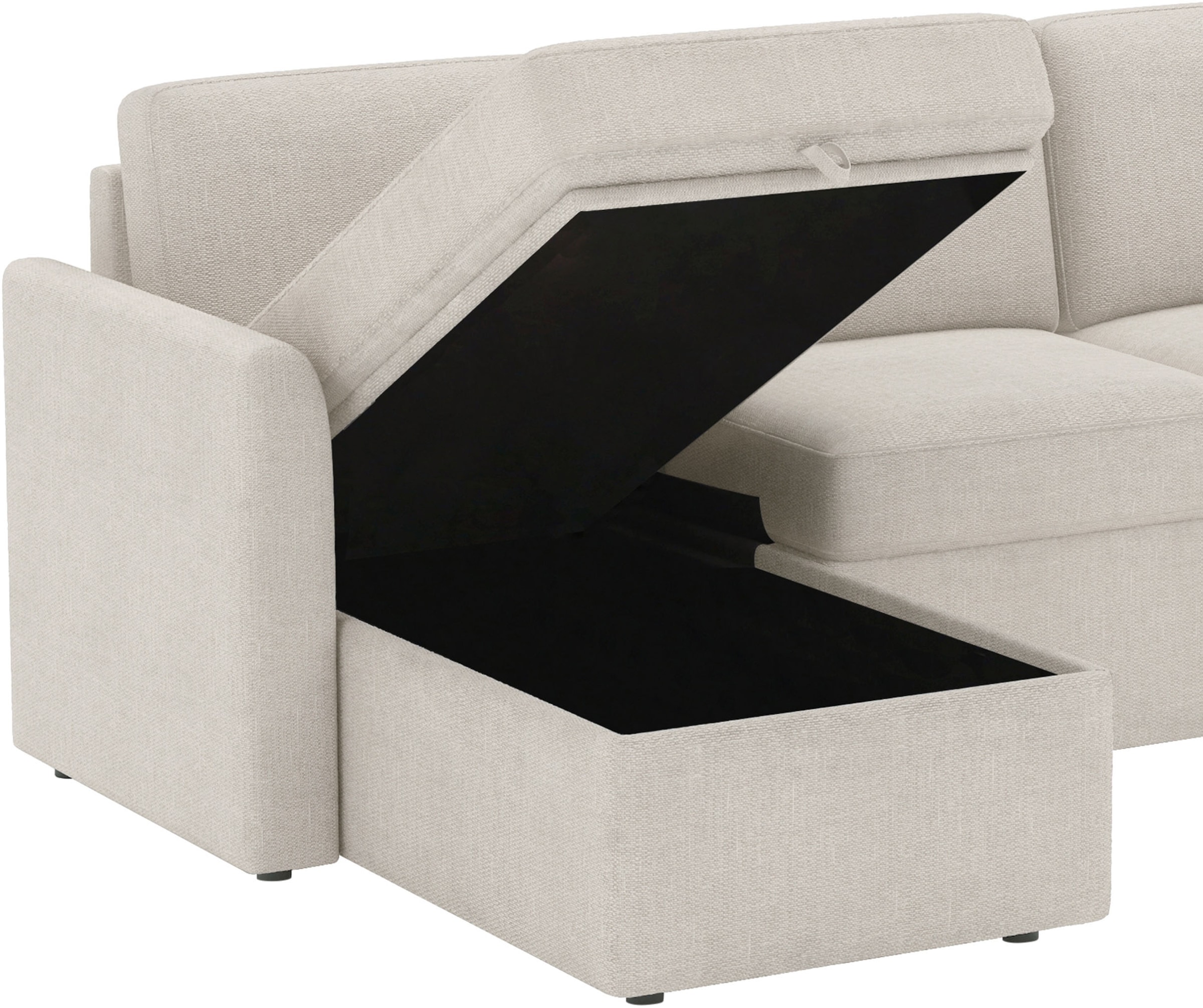 Dorel Home Ecksofa »NORDHUS, L-Form, 200 cm, Recamiere rechts/links montierbar« großer Stauraum, softer Cord und feiner Webstoff-Bezug