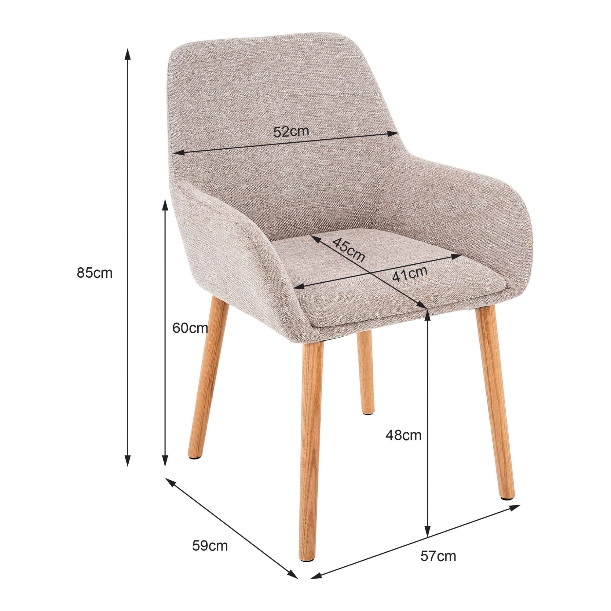 OTTO home Esszimmerstuhl »Evinnia« (Set) 2 Stk.massive Eichenholzbeine, pflegegleicher Webstoff, Sitzhöhe 48 cm