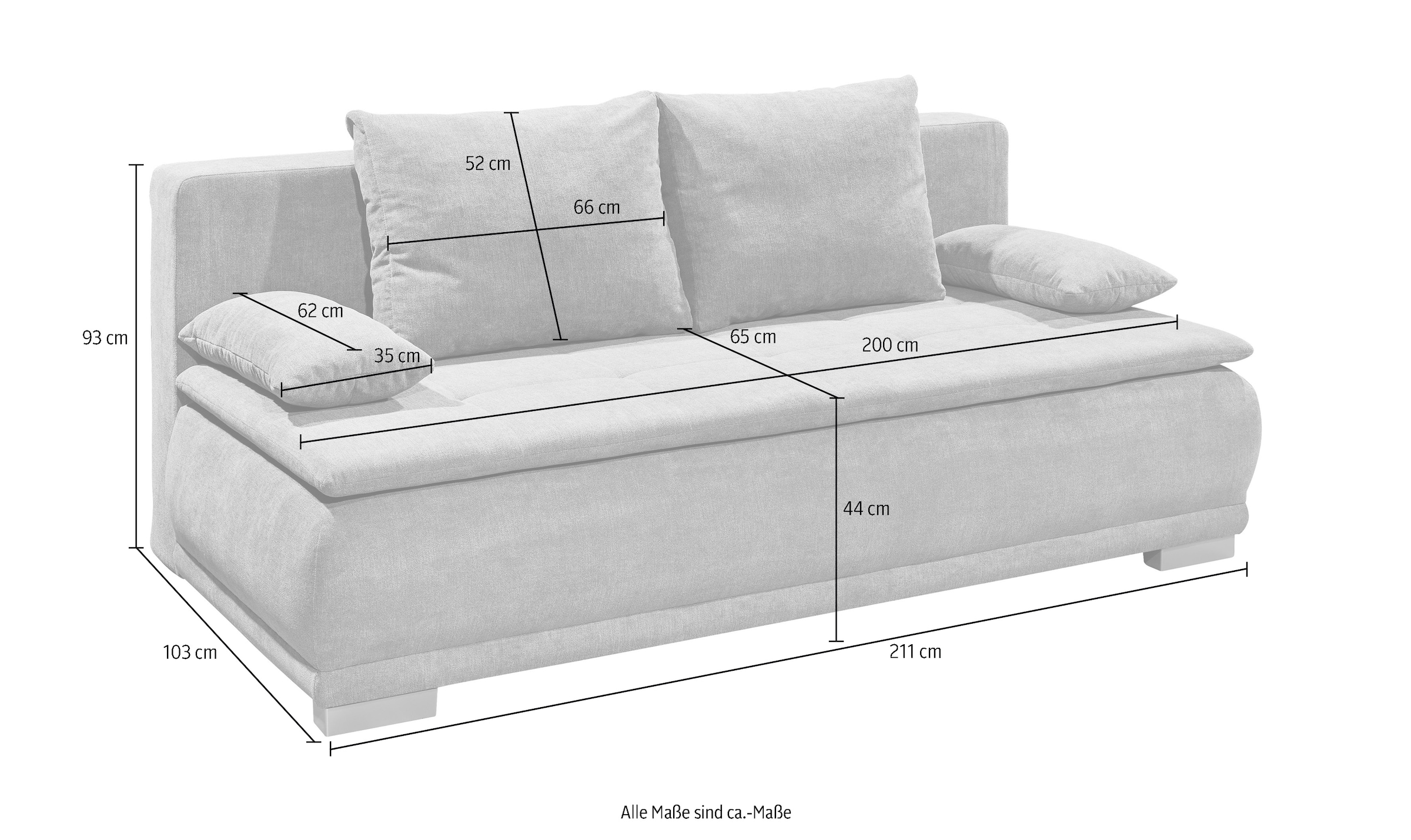 ED EXCITING DESIGN Schlafsofa »Luigi« mit Bettkasten & 2 Armlehnenkissen