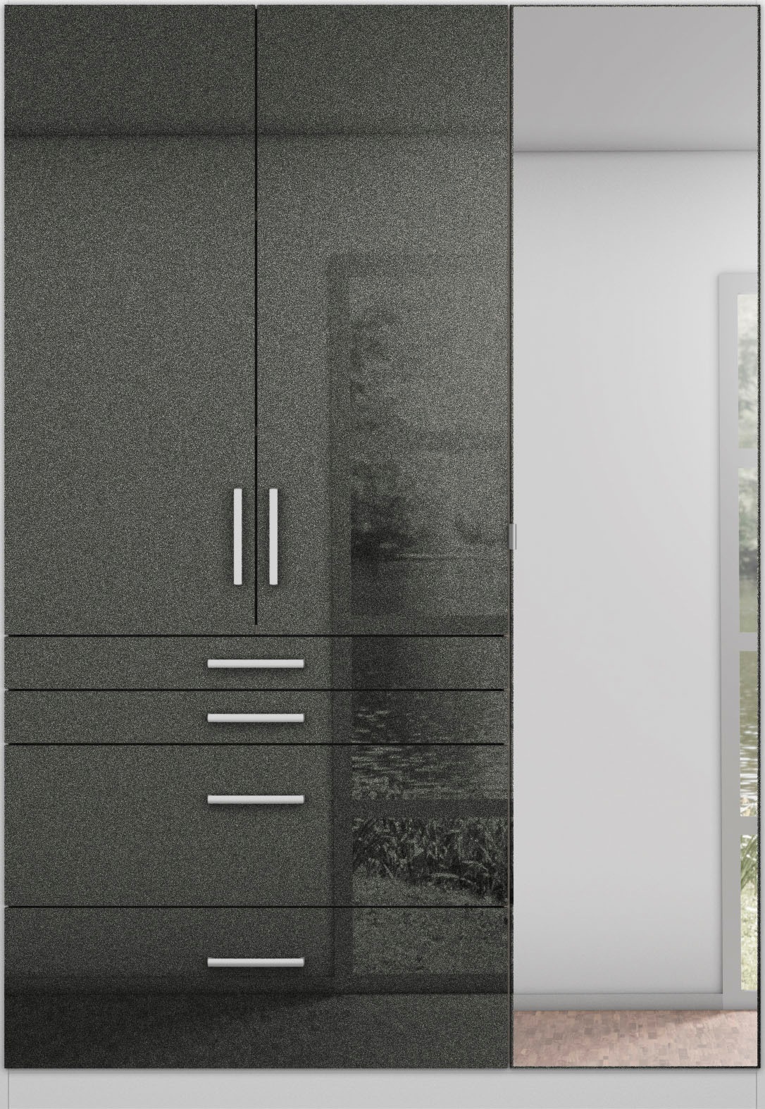 rauch Drehtürenschrank »Kleiderschrank Schrank Garderobe Garderobenschrank Topseller HOMBURG«, mit Spiegel, oberer Schubkasten mit Einteilung MADE IN GERMANY