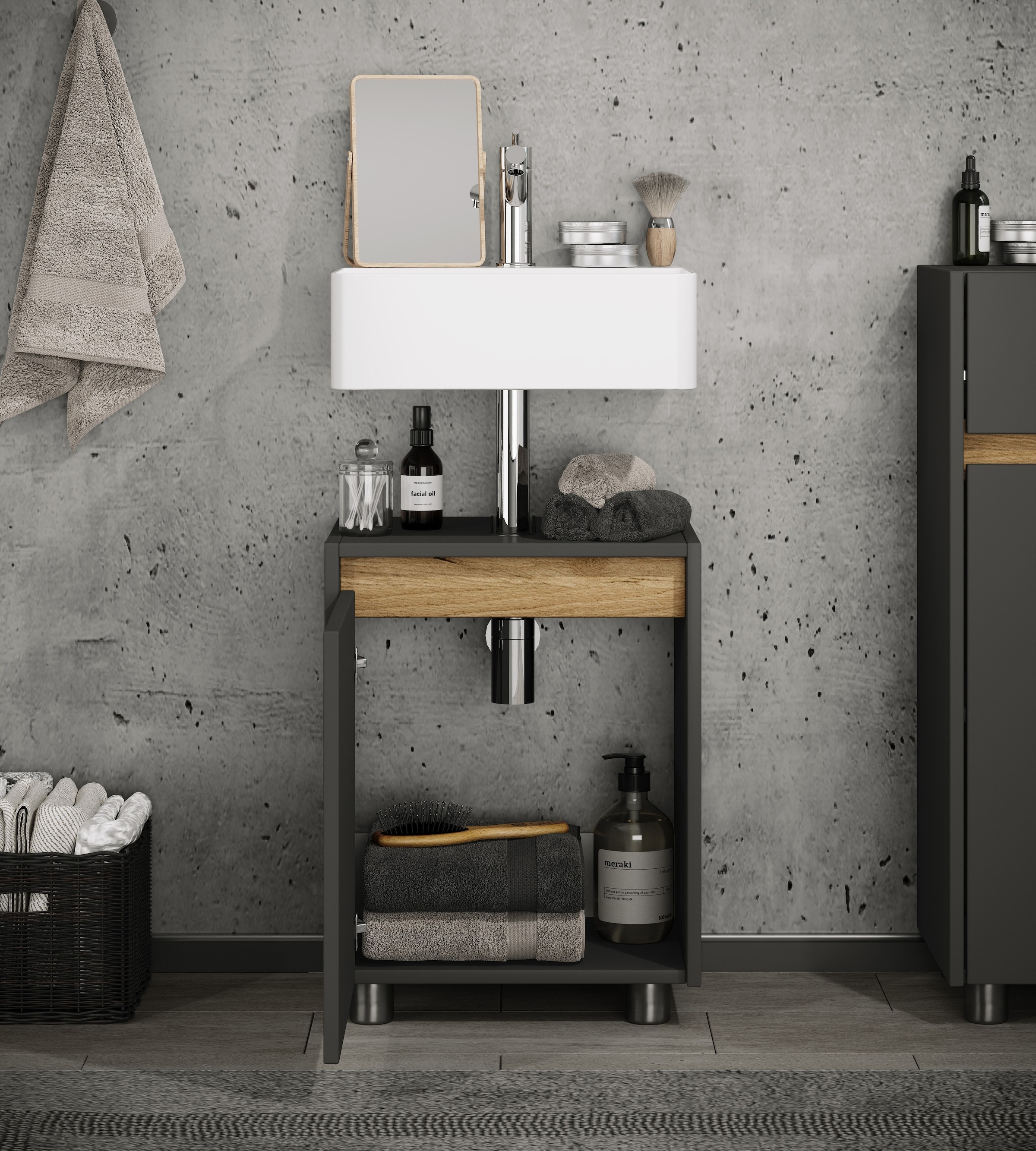 VCM Waschbeckenschrank »Holz Badschrank Badunterschrank 55x42x33 Cosila« 1 Stk. tlg.