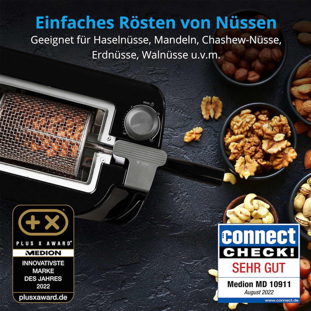 Medion® Toaster »Nussröster MD10911«, 500 W, Nüsse selbst rösten, rotierender Röstkorb, 15 Min. Timer