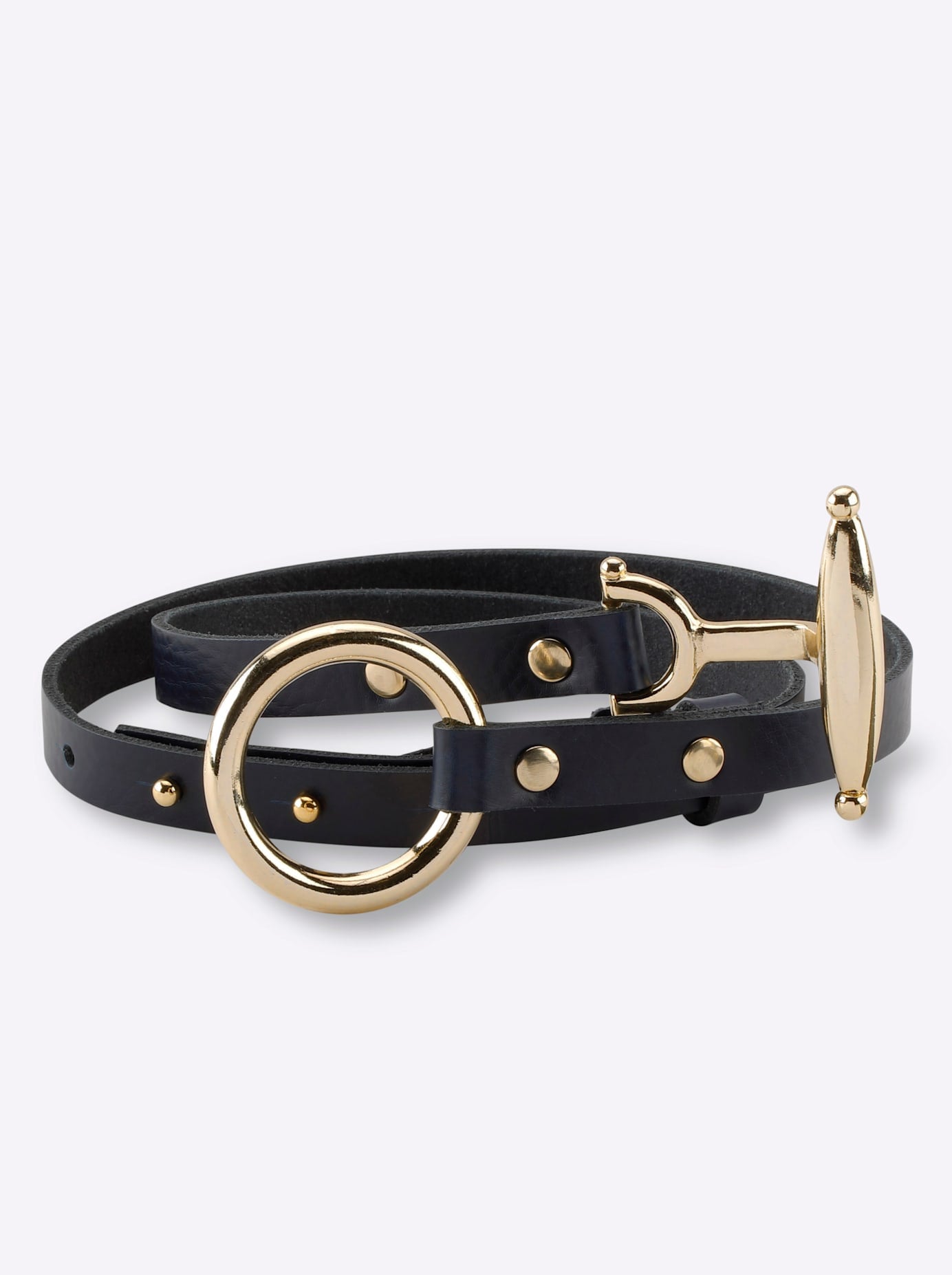 Heine Damen Ledergürtel in blau, Größe 11,5