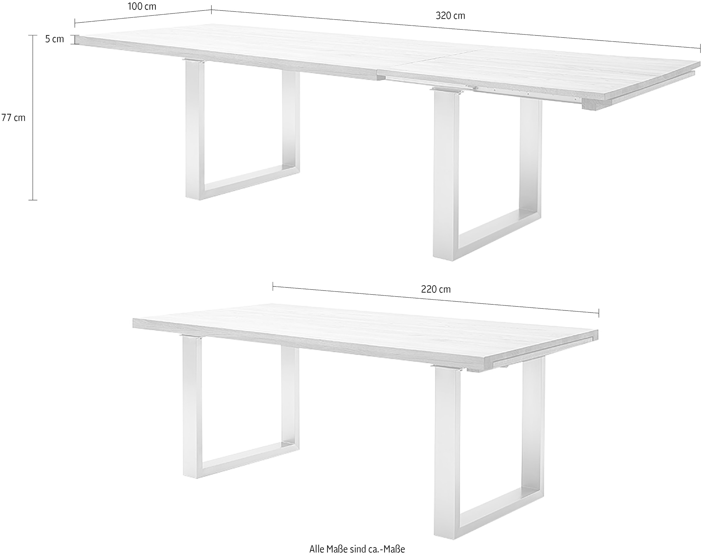MCA furniture Kulissen-Esstisch »Dayton Esstisch Kufentisch«, Synchronauszug,ausziehbar,eiche,massiv,extra lang,XXL,belastbar 50 kg