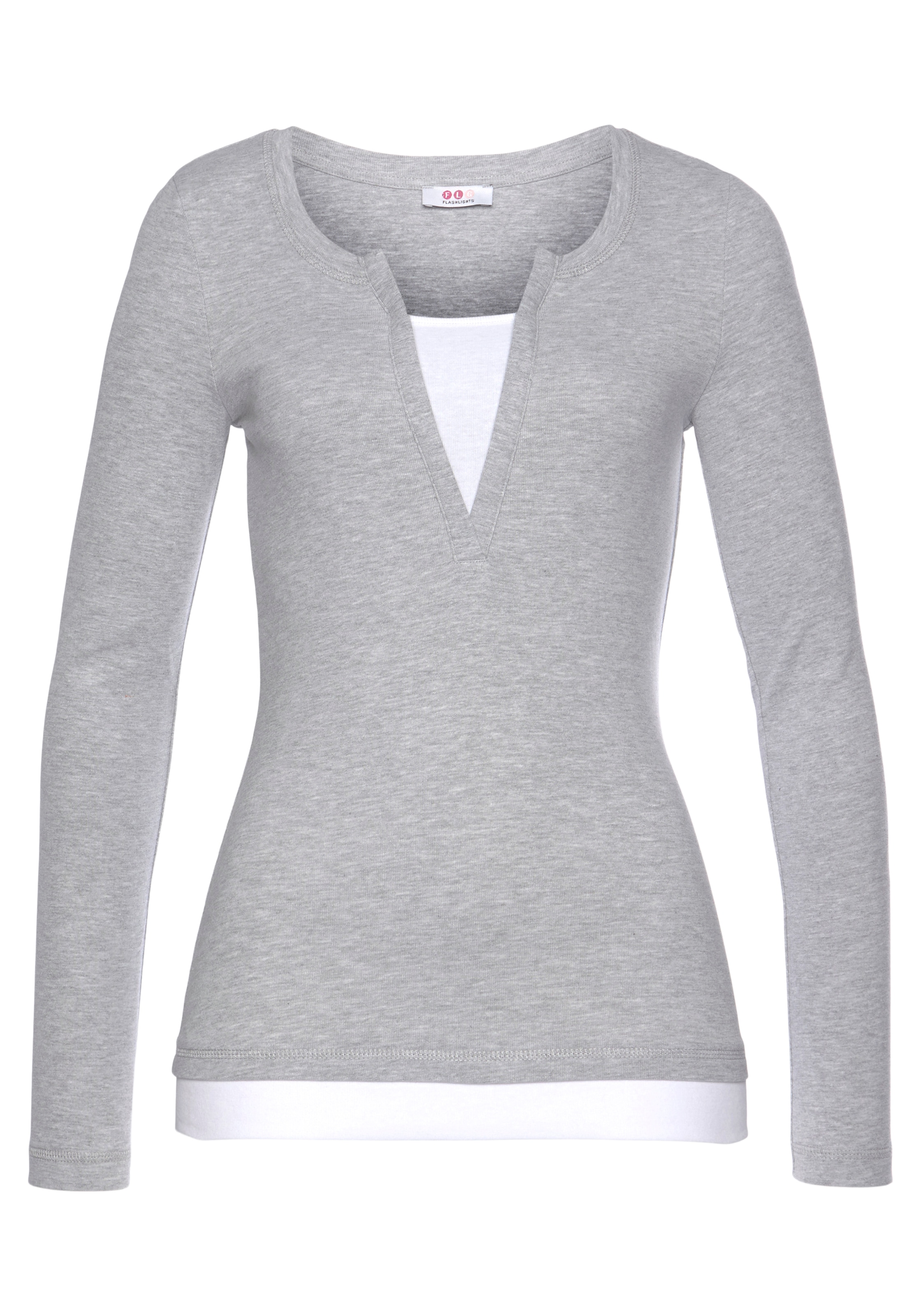 Flashlights 2-in-1-Langarmshirt, figurbetonte Passform, Rundhalsausschnitt, elastisches Material