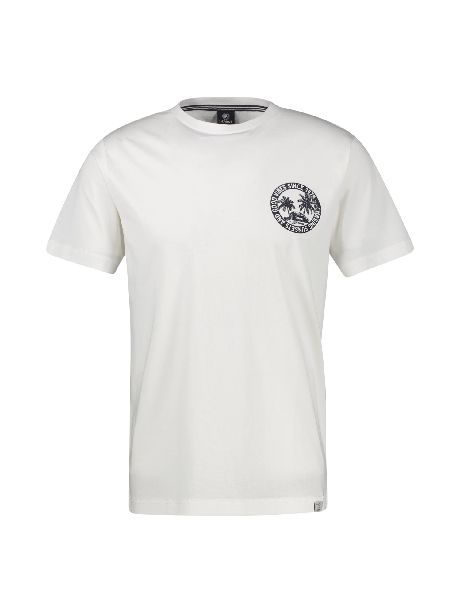LERROS T-Shirt »Lässiges, unifarbenes T-Shirt aus reiner Baumwolle mit Print«