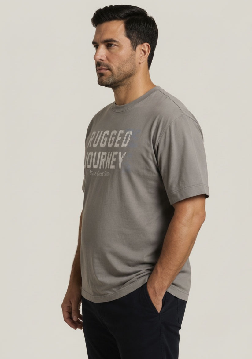 Man's World Plus Rundhalsshirt »auch in Grosse Größen bis Gr. 7XL Ärmel-Fit« Regular Fit, Kurzarm, mit Print, bedruckt, aus Single Jersey