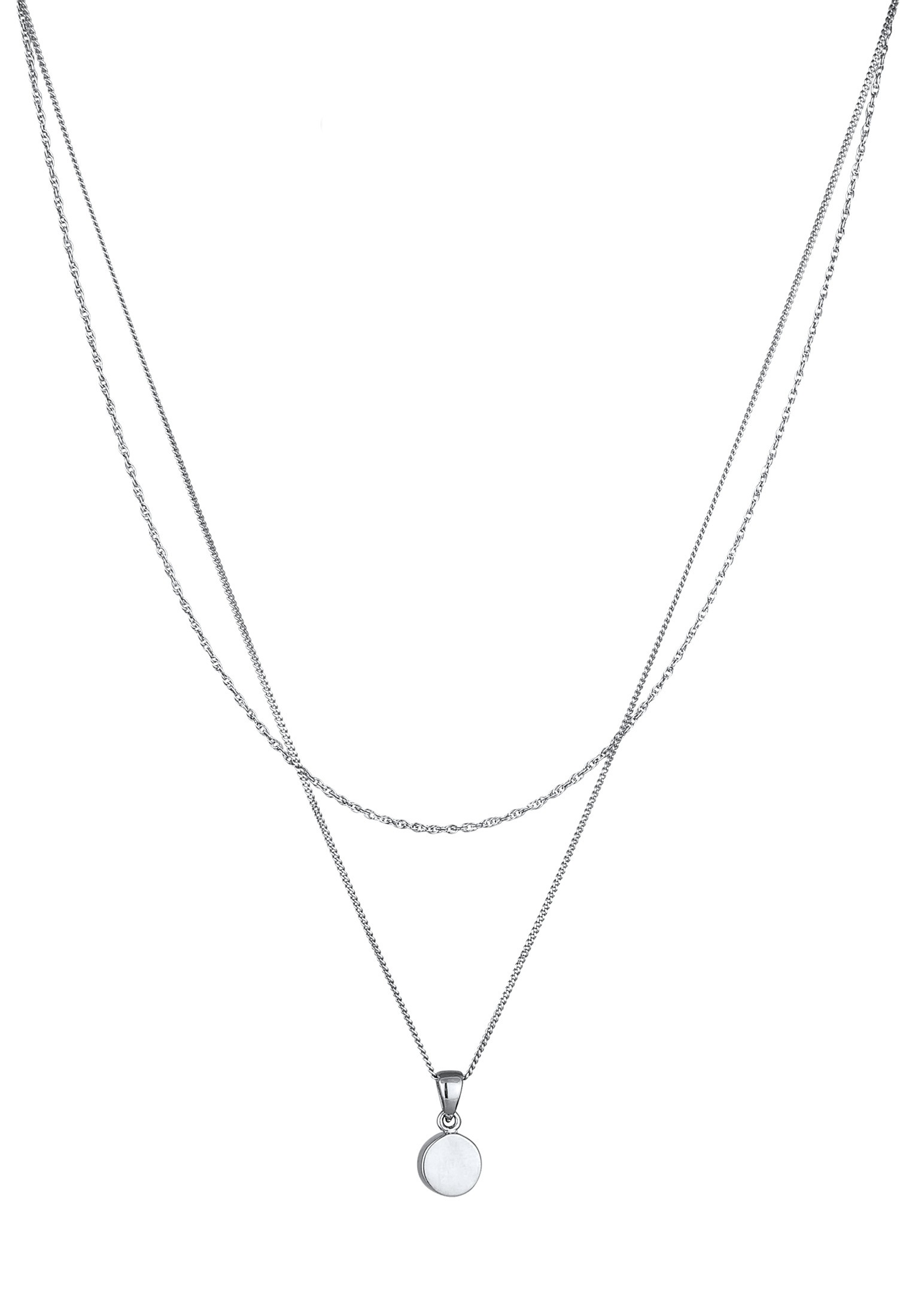 Elli Silberkette »Halskette Layer Solitär Mondstein Weiß 925 Sterling Silber«
