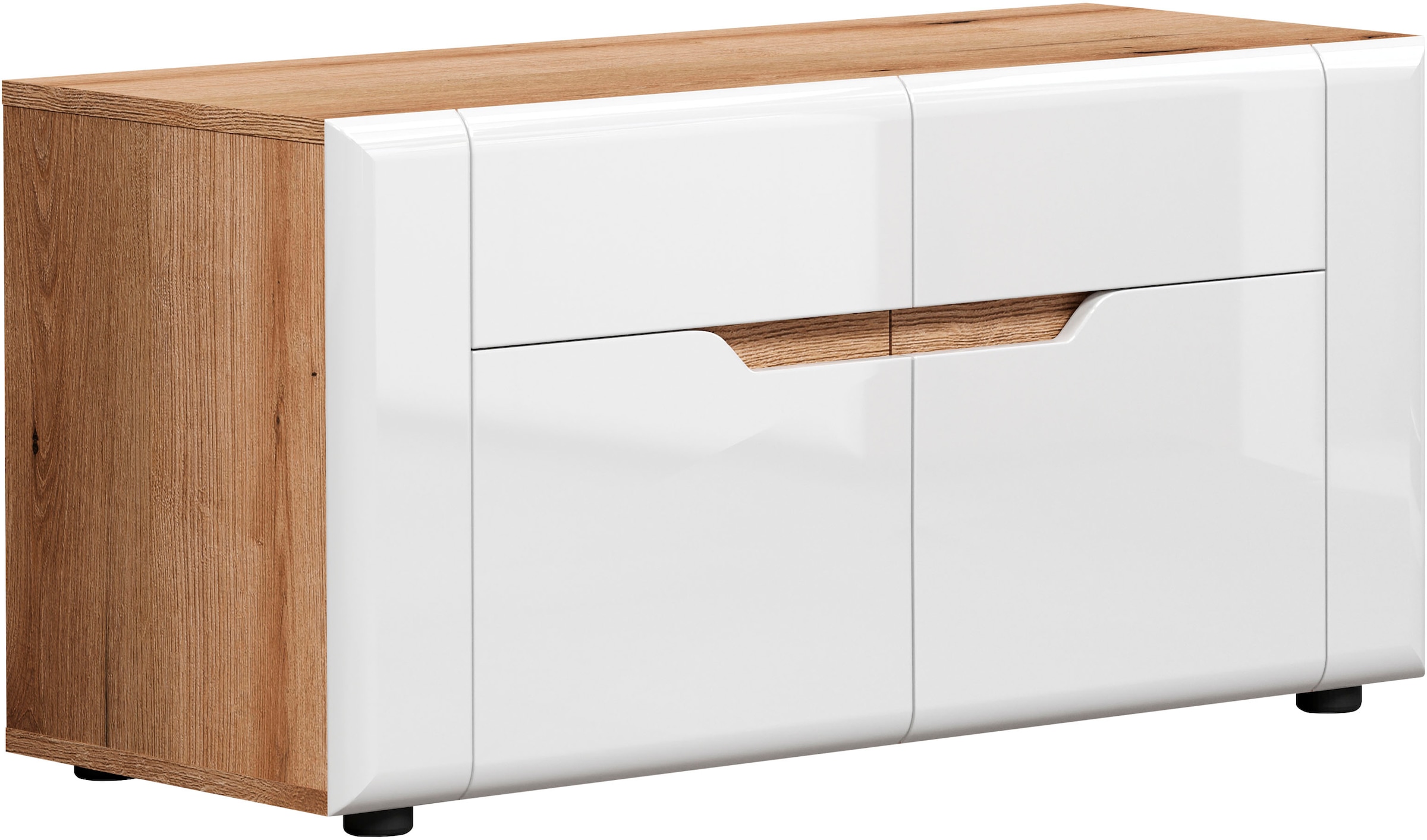 INOSIGN Sitzbank »Graz«, (Packung, 1 St.), Maße (B/H/T in cm): (91/47/38) - Farbe Weiß Hochglanz und Eiche