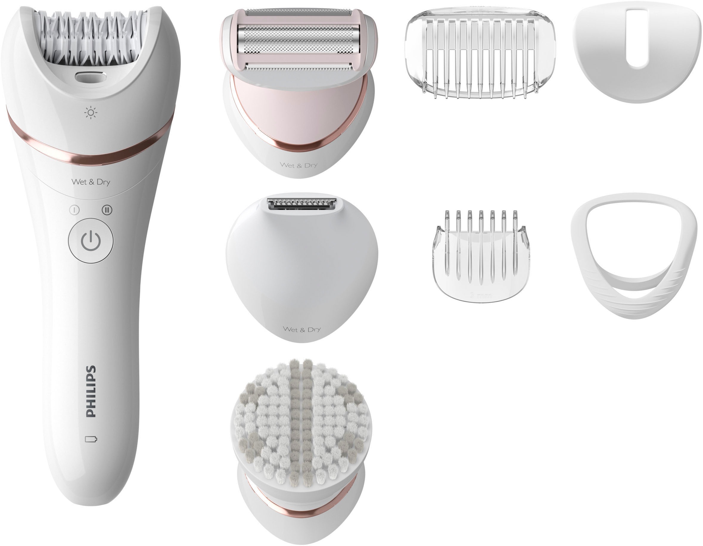 Philips Epilierer »BRE735/00«, 7 St. Aufsätze, Satinelle Advanced Nass- & Trockenepilierer, leistungsstarke Epilation