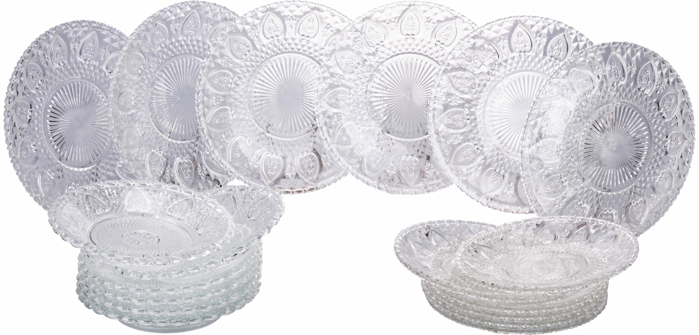 Villa d'Este Tafelservice »Geschirr-Set, Service Le Sacre Coeur«, (Set, 18 tlg.), Geschirr, Teller Set (Speiseteller, Suppenteller, Dessertteller)
