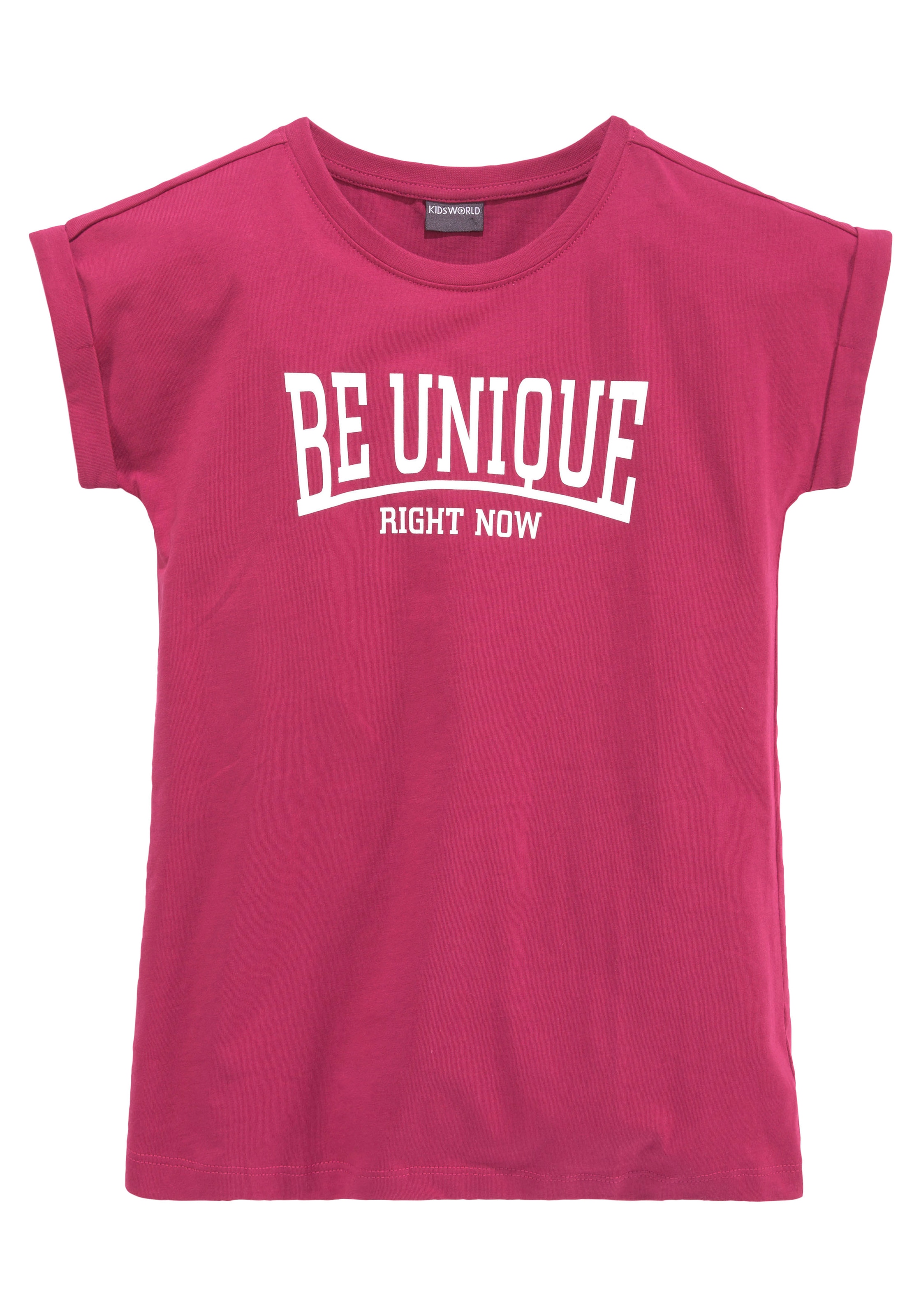 KIDSWORLD T-Shirt »Be unique - right now«, in legerer Form