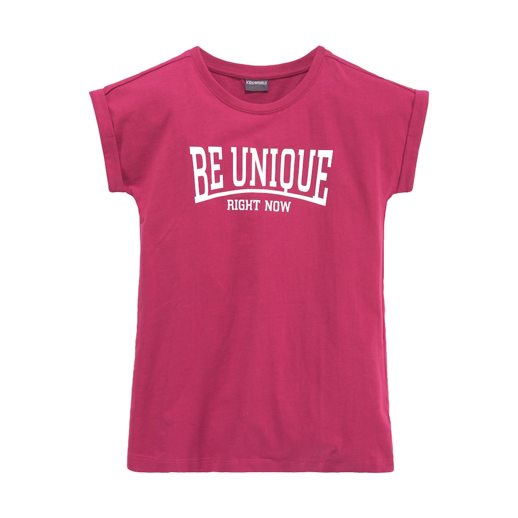 KIDSWORLD T-Shirt »Be unique - right now«, in legerer Form