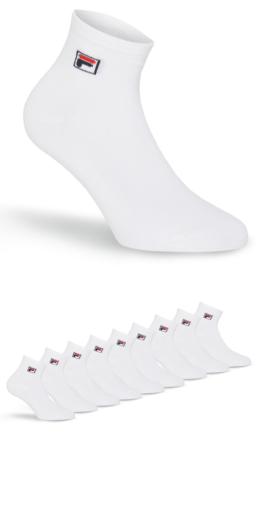 Fila Damen Kurzsocken »UNISEX QUARTER PLAIN SOCKS« 9 Paar tlg. mit Logo-Schriftzug in weiß, Größe 39-42
