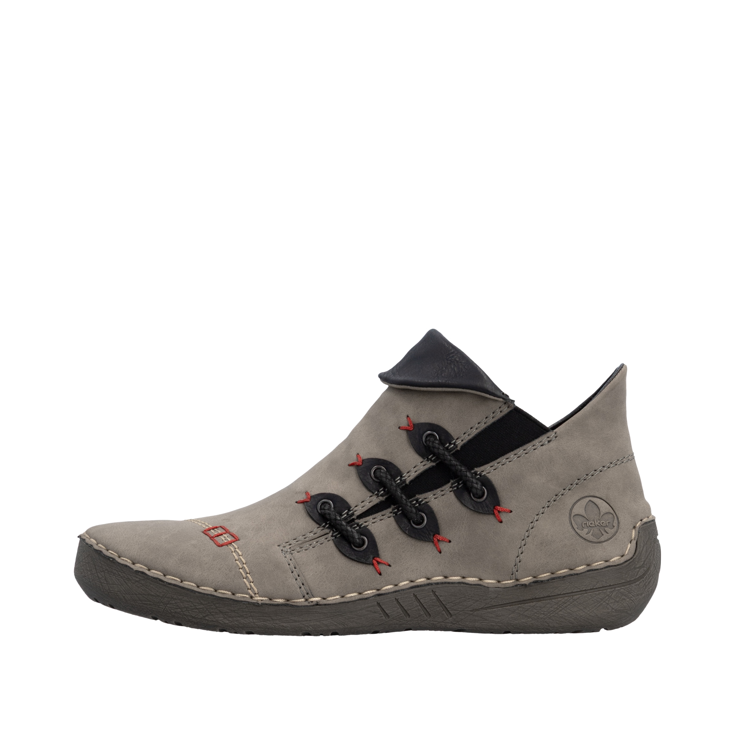 Rieker Stiefelette  Schlupfboots, Slipper mit bunten Applikationen seitlich
