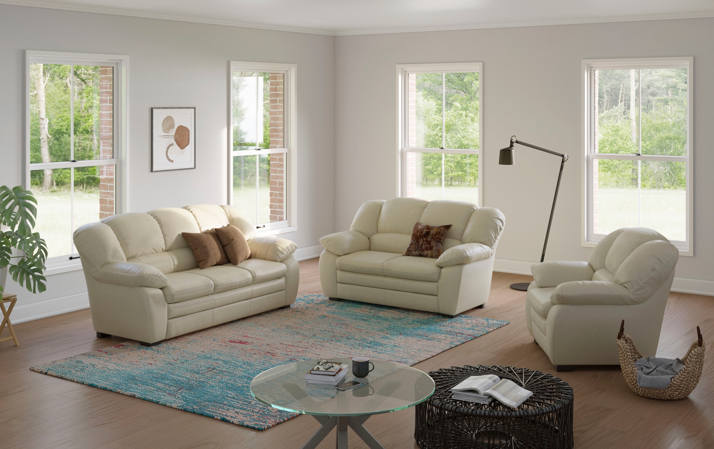 COTTA Polstergarnitur »Casino, Sofa Set, 3-2-1 Sitzer, Wohnzimmer Garnitur«, (Set, 3 tlg.), Sessel, 2-Sitzer, 2,5-Sitzer, hohe Rückenlehne